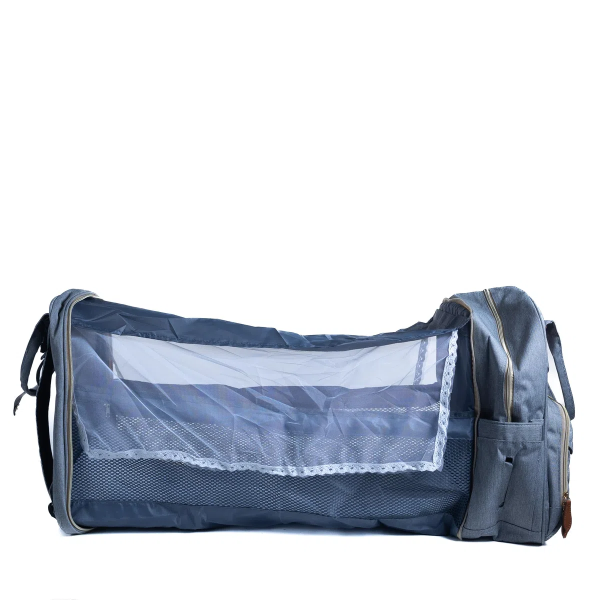 Zaino per pannolini 3 in 1 – Grande capacità con 13 tasche, lettino pieghevole e zanzariera incorporata, borsa da viaggio multifunzione, impermeabile, grigio o blu