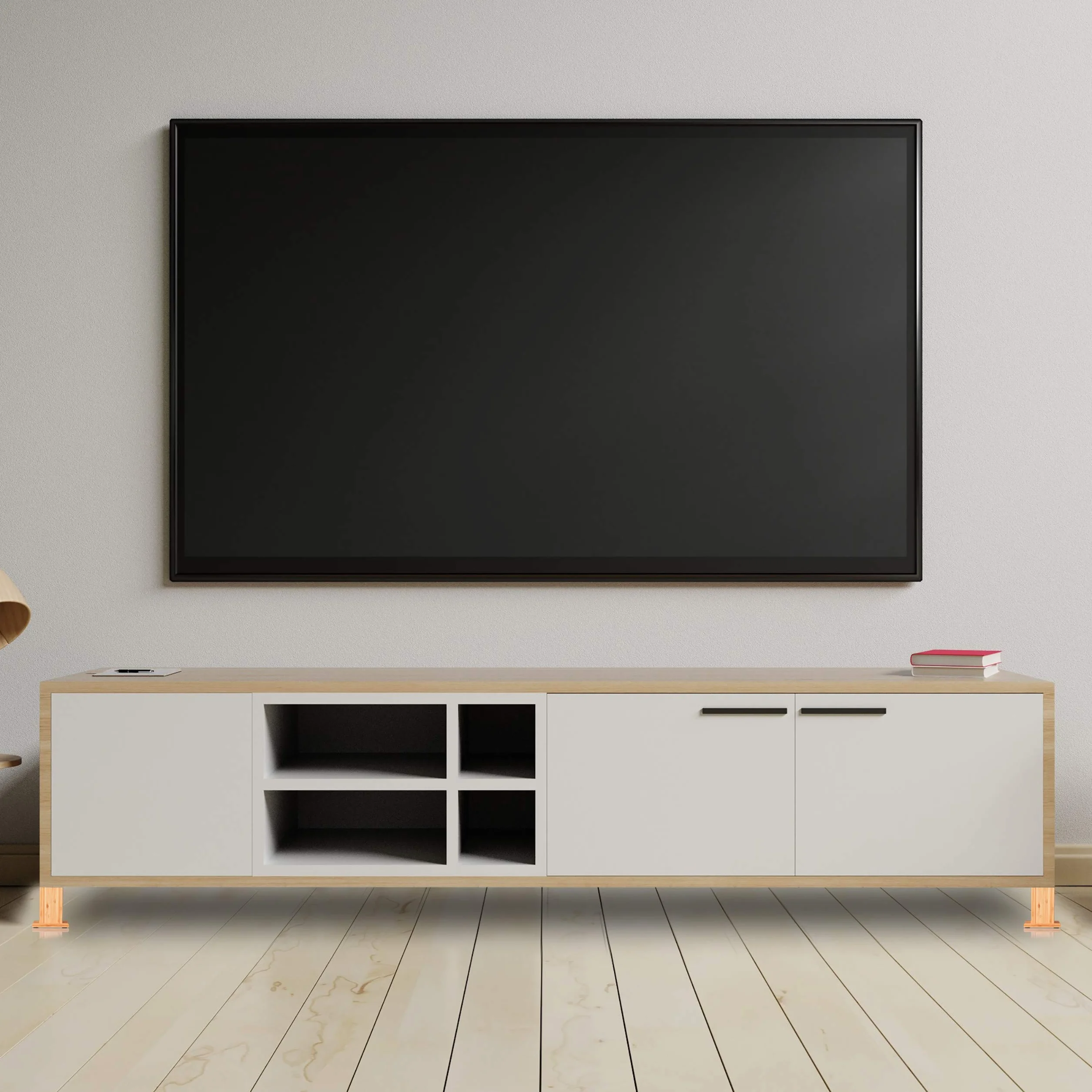 Relaxdays Set di 4 Rialzi per Mobili, Aumento in Altezza 14 cm, Legno Naturale, 15,5x14,5x14,5 cm