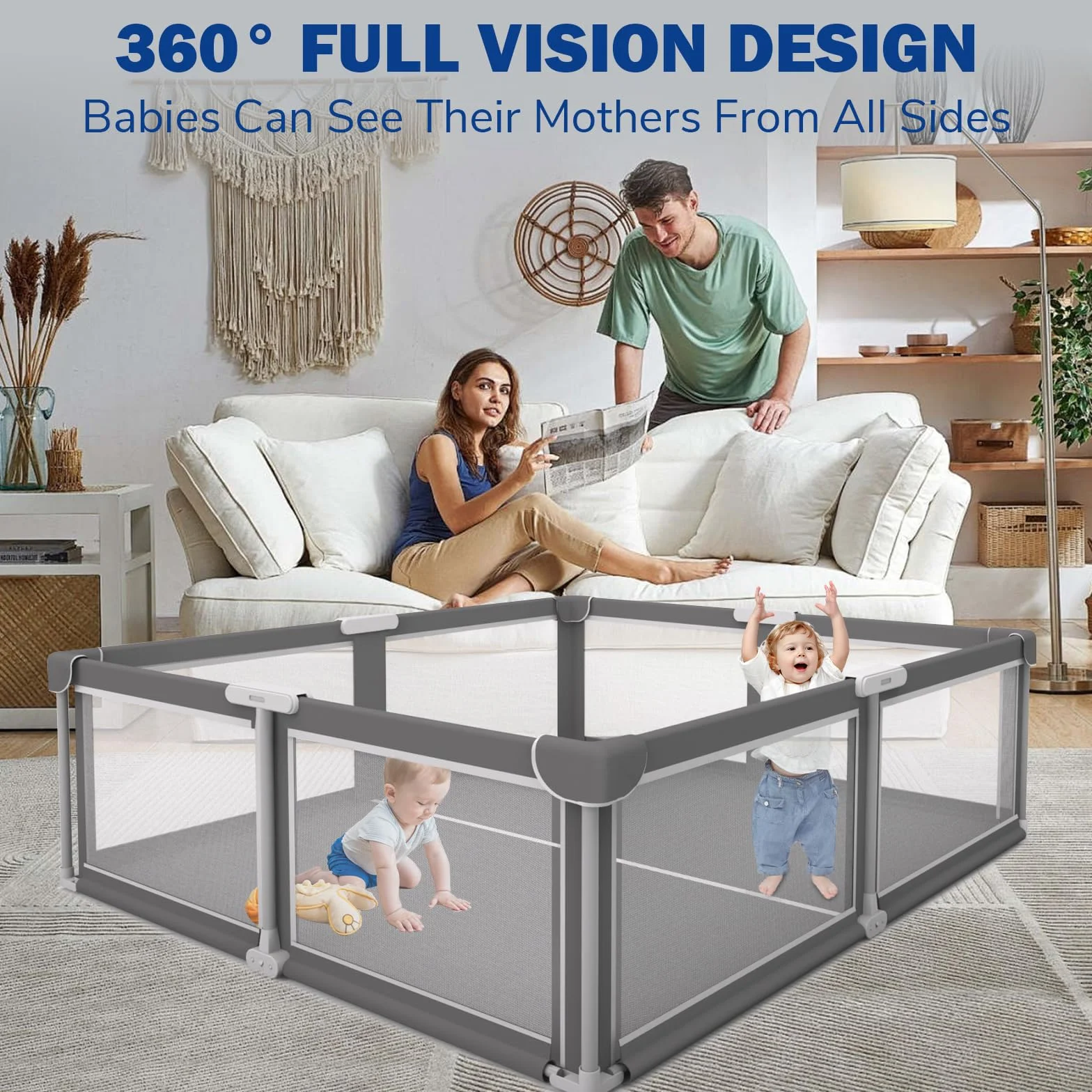 Box Pieghevole per Bambini - Box Portabile, Spazioso e Robusto per Neonati e Bambini Piccoli, Configurazione Rapida in 1 Minuto, Facile da Viaggiare, Sicuro e Durevole per Uso Interno ed Esterno