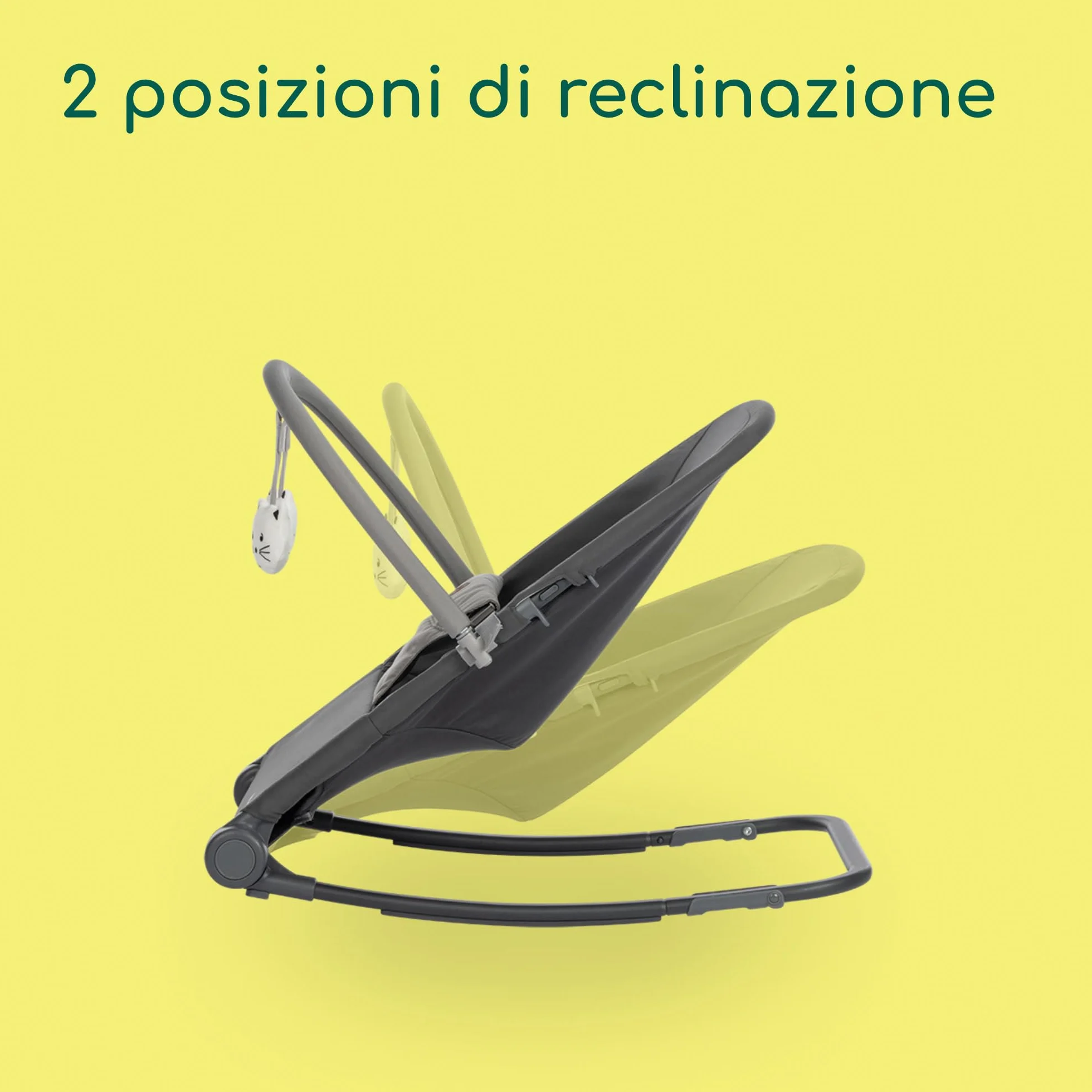 Bebeconfort Aster, Sdraietta Neonato 0–2 anni, Sdraietta a dondolo, Arco Gioco, Schienale Reclinabile Imbottito, Leggera (2,7 kg), Pieghevole Ultracompatta, Modalità fissa, Tinted Graphite