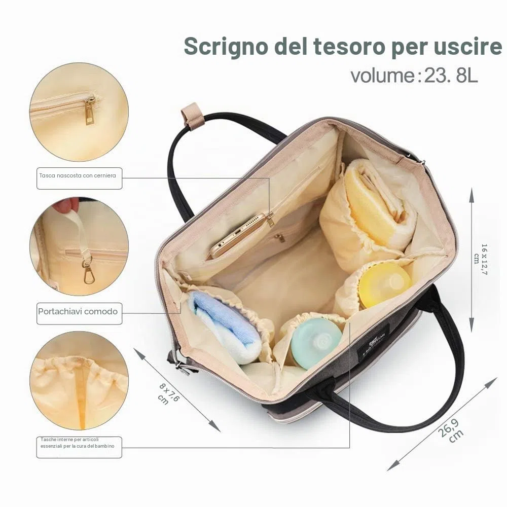 Hafmall Zaino Fasciatoio Impermeabile da Viaggio Zaino, Elegante Grande Capacità Borsa Fasciatoio con Pannolino Tappetino e Ganci per Passeggino