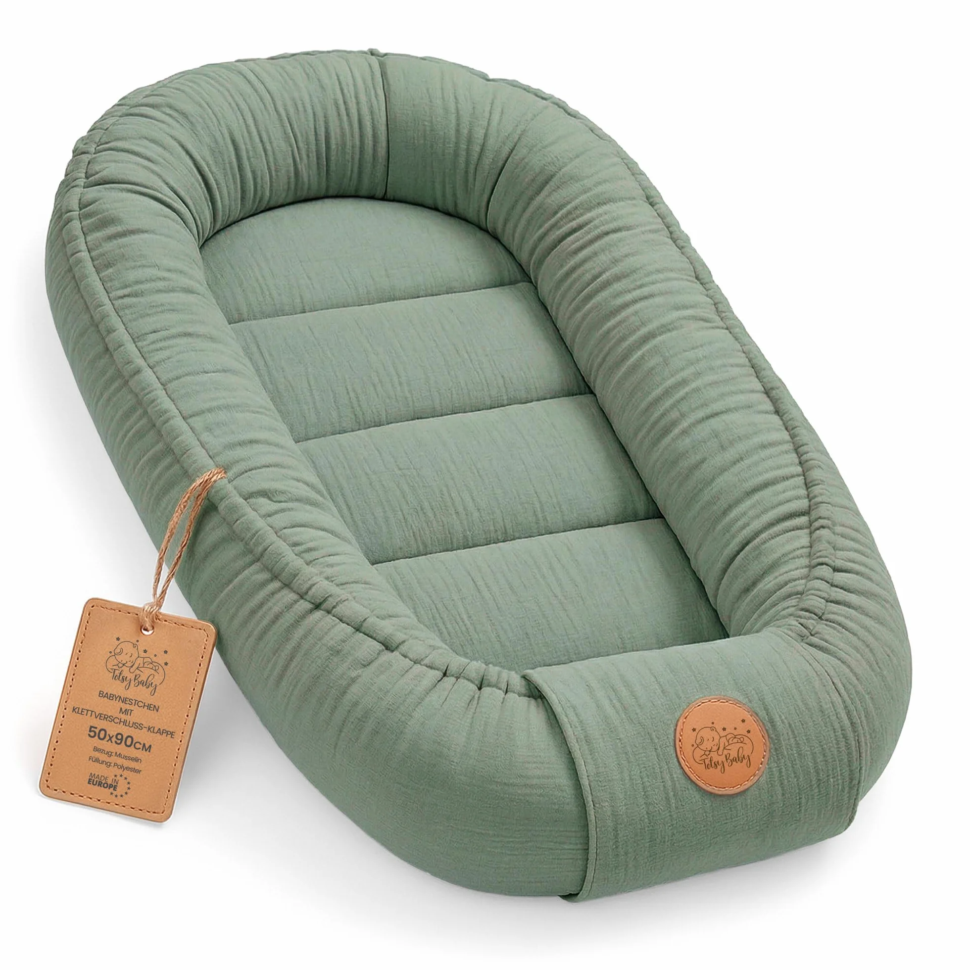 Mussola Riduttore lettino neonato 90x50 cm baby nest trasportabile nido culla antisoffoco Salvia