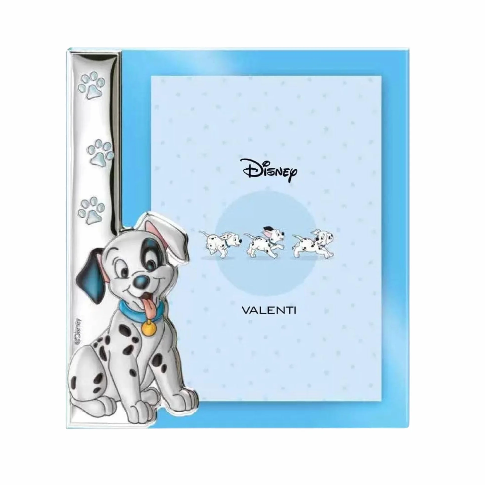 VALENTI & CO. Disney Baby La Carica dei 101, Cornice per Foto in Argento con Dettaglio 3D Cane Dalmata Lucky