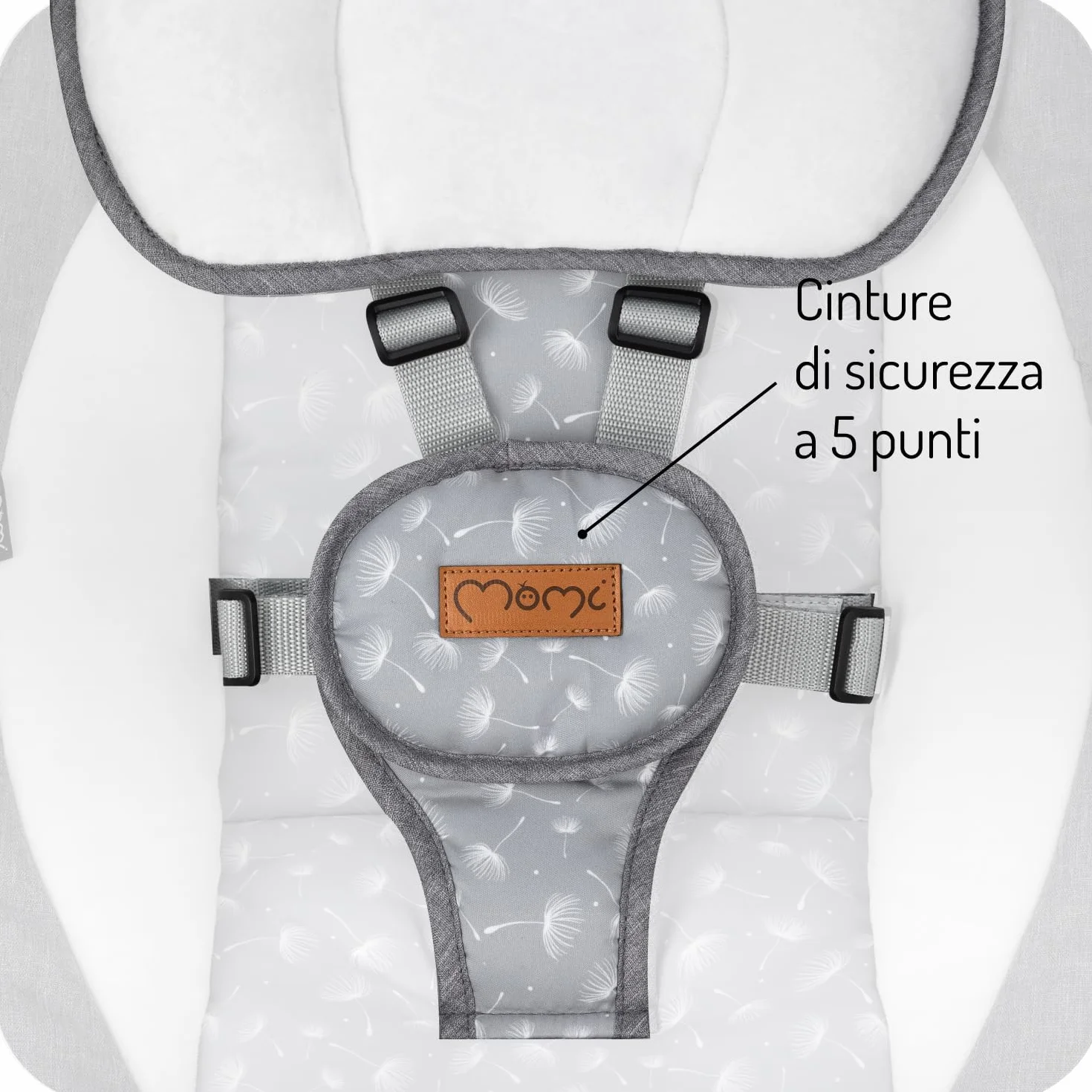MoMi KENANI Sdraietta per bambini pieghevole 9 kg telecomando Bluetooth cintura sicurezza 5 punti