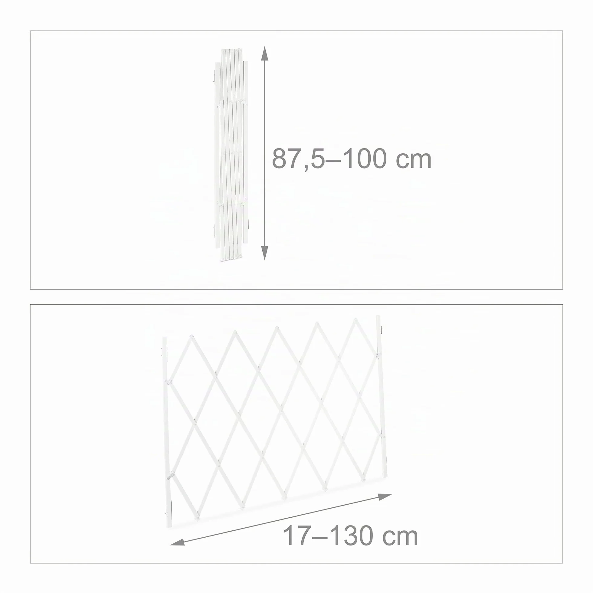 Relaxdays Cancelletto di Sicurezza per Cani, Recinzione Allungabile Fino a 130 cm, Alto 87,5-100 cm, in bambù, Bianco