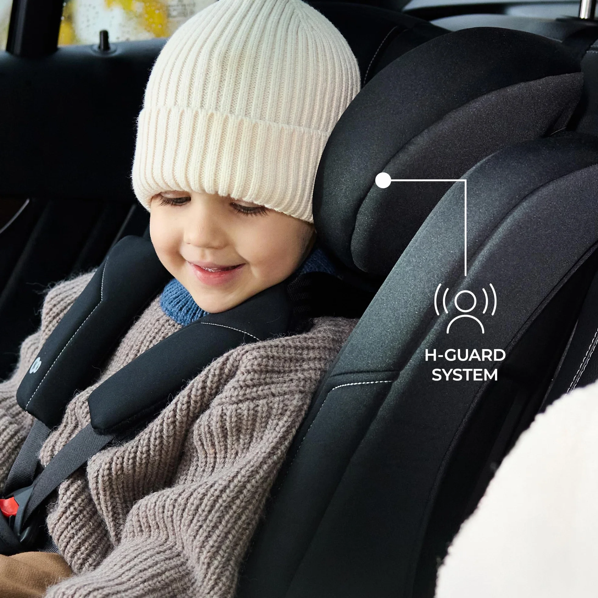 Kinderkraft SAFETY FIX 3 PRO I-SIZE 76-150 cm Seggiolino Auto 9-36 kg isofix, Alzatina auto bimbi, Poggiatesta regolazione, Cinture di sicurezza, extra TOP TETHER, Facile da pulire, Nero