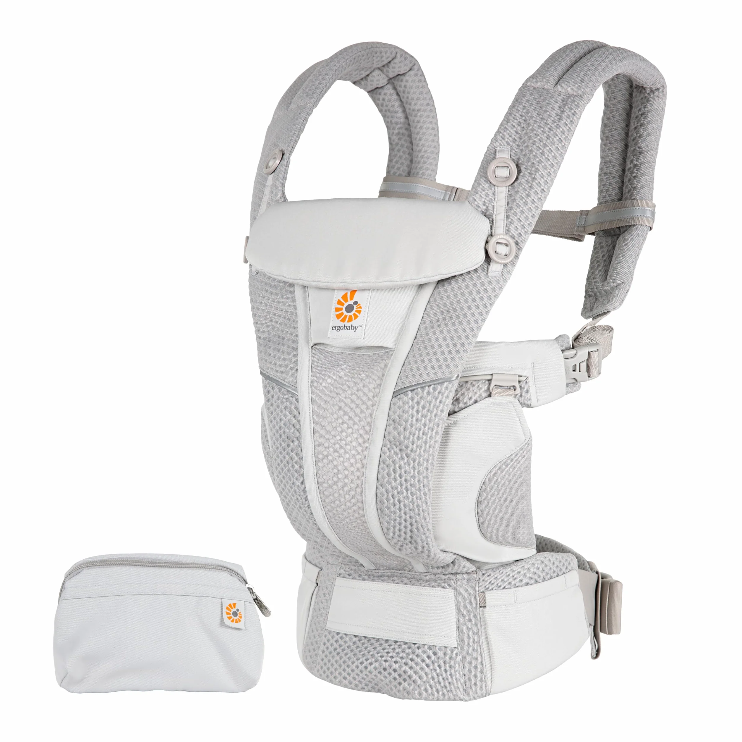Marsupio Ergobaby Omni Breeze per neonati, 4 posizioni SoftFlex Mesh marsupio anteriore ergonomico marsupio posteriore per neonati (Pearl Grey)