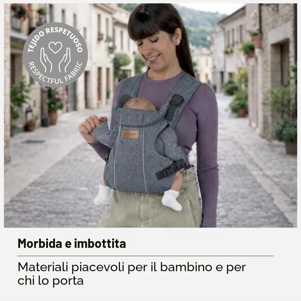 Jané Dual Marsupio Ergonomico Neonato, dalla Nascita (3,5–15 kg), 3 Posizioni, Imbottito e Traspirante, Grigio