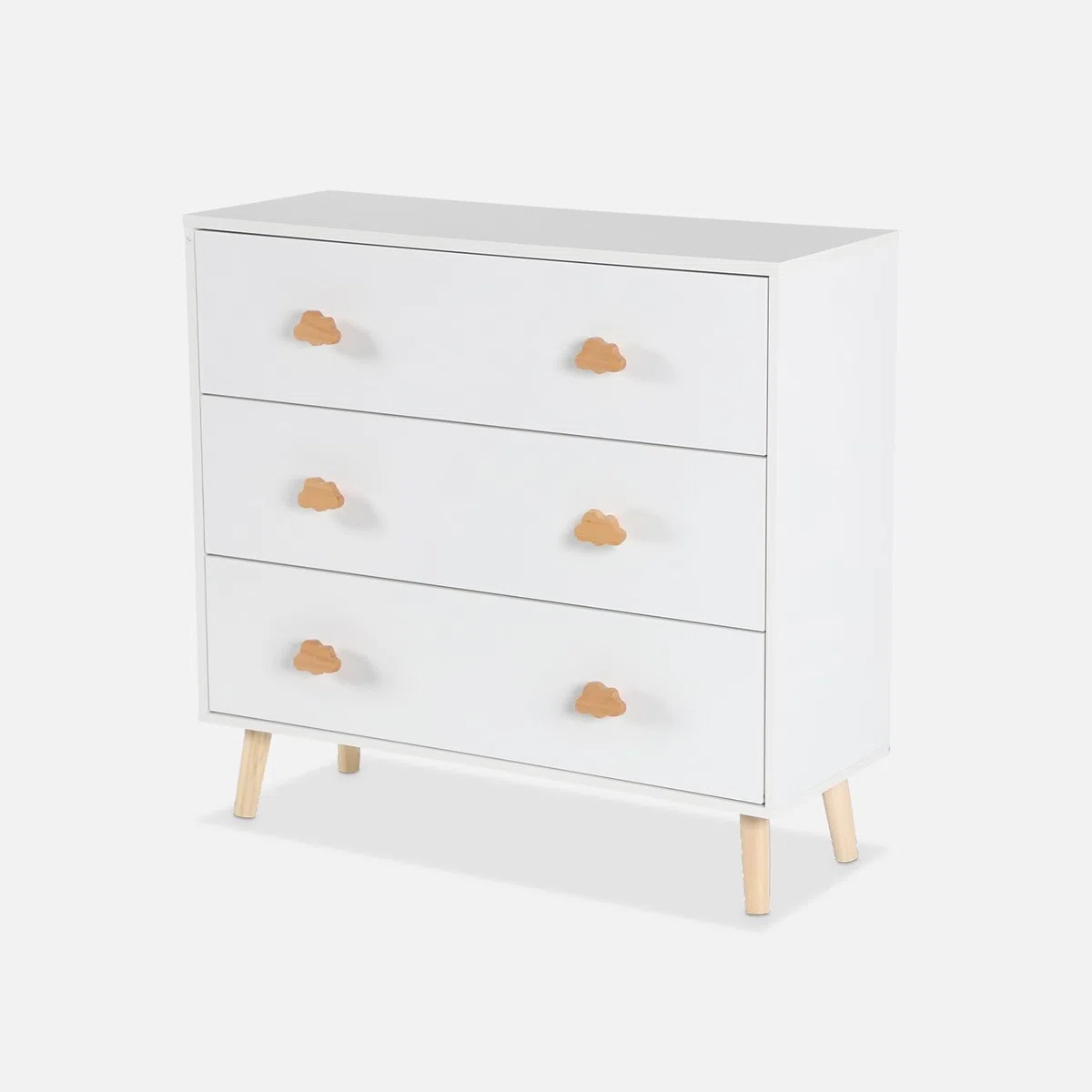 sweeek Cassettone per Bambini, 3 cassetti, Nephos, Bianco, 80x30x75.7 cm