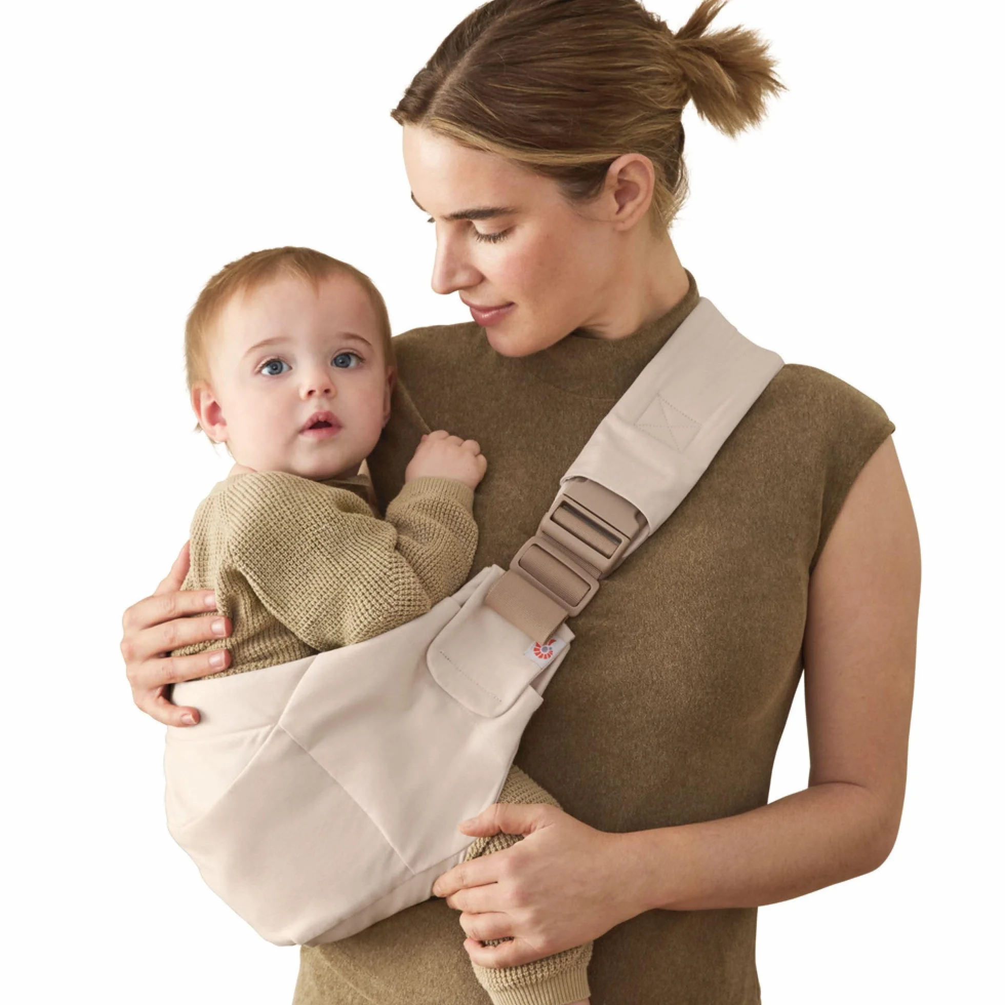 Ergobaby Upsie Sling Portabebè ergonomico per neonati e bambini piccoli dai 6 mesi (7,7-20,4 kg), passaggio spontaneo tra camminare e essere trasportati, Natural Beige