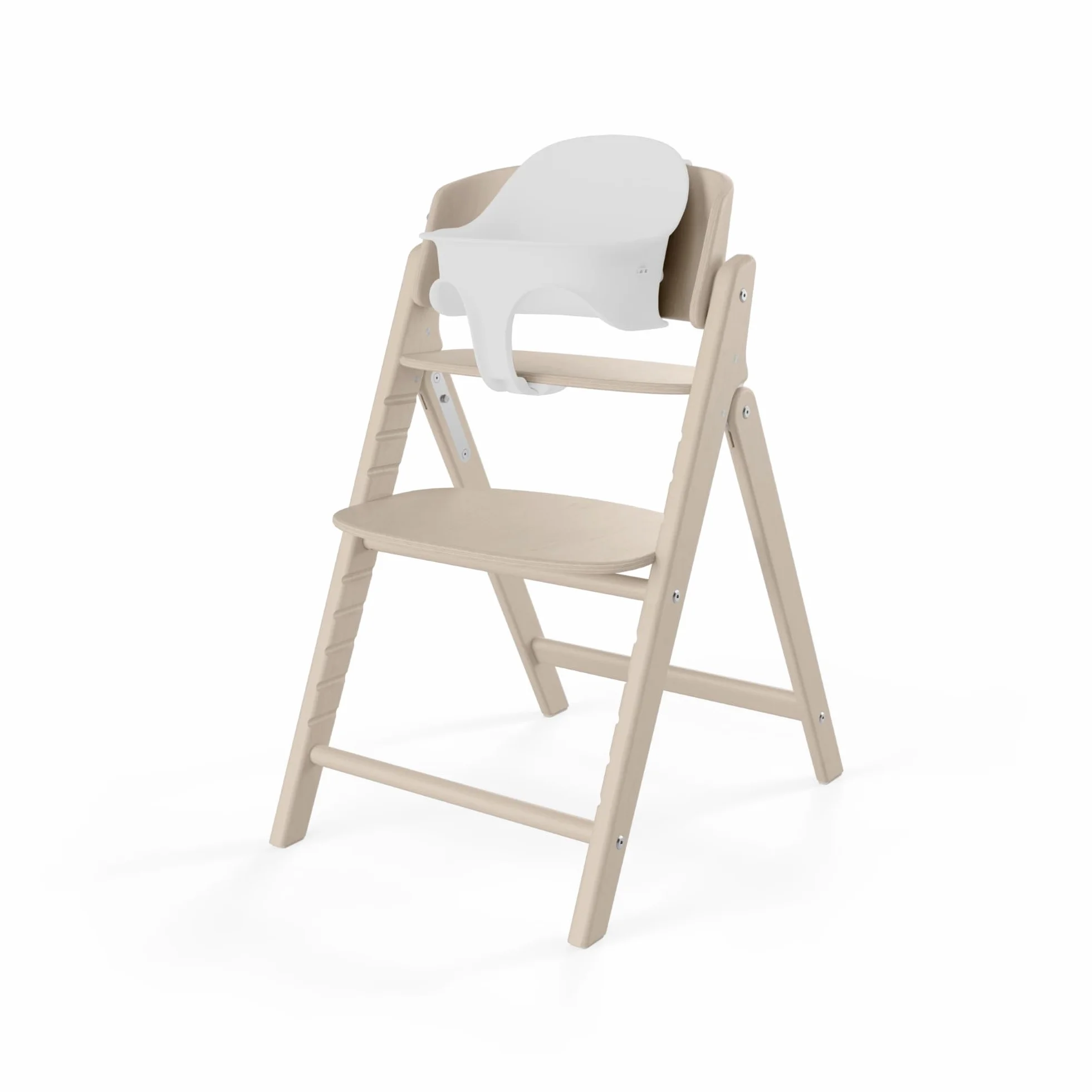 CYBEX Gold CLICK & FOLD Set seggiolone 4in1, cresce con il bambino, dalla nascita fino a 99 anni, incl. Gold Bouncer Nest, set per neonati e vassoio, legno di faggio/cotone/plastica, Light Natural