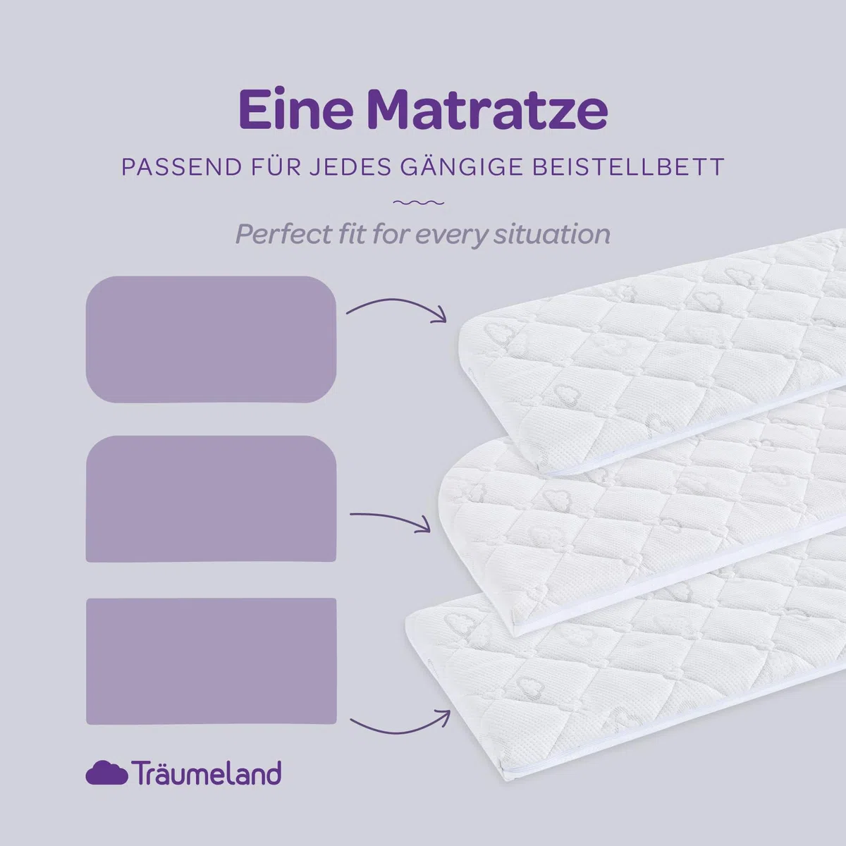 Träumeland Materasso per passeggino Brise Light adatto per Hartan, 33 x 78 x 6 cm, ovale