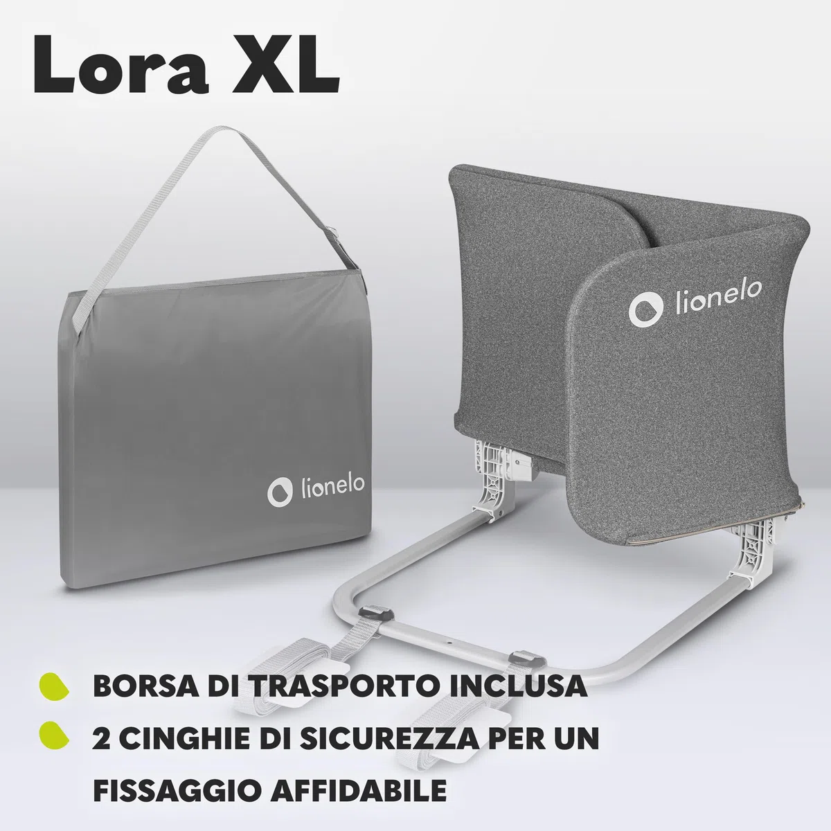 lionelo Lora Sponda Letto Portatile e pieghevole per Bambini Altezza 45cm Lunghezza 150cm Regolazione inclinazione fino a 180° Barriera letto con meccanismo di bloccaggio StandSafe impedisce la caduta