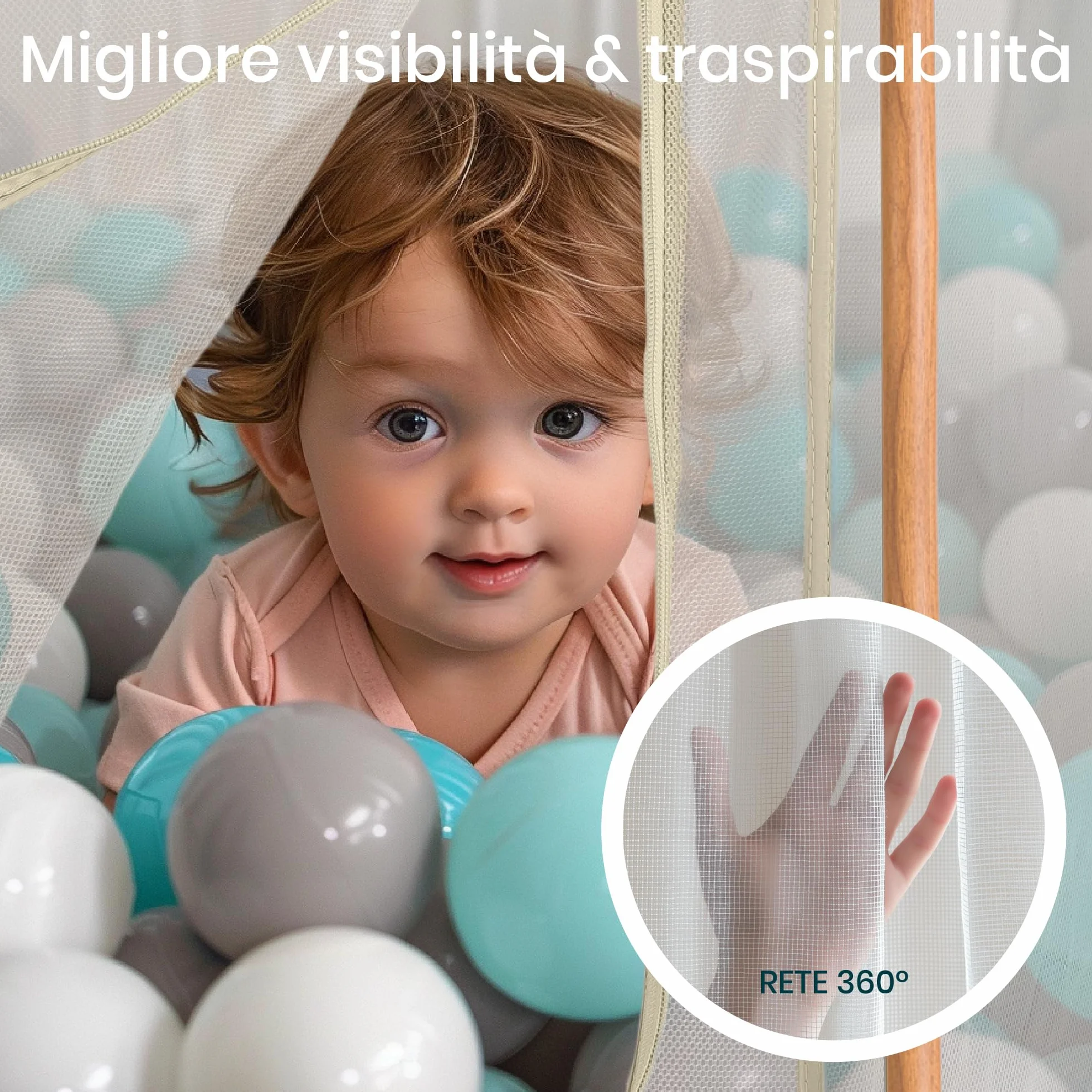 Tutti Bambini Box Bambini Pieghevole Recinto Neonato 135 x 135 x 75 cm Ecru