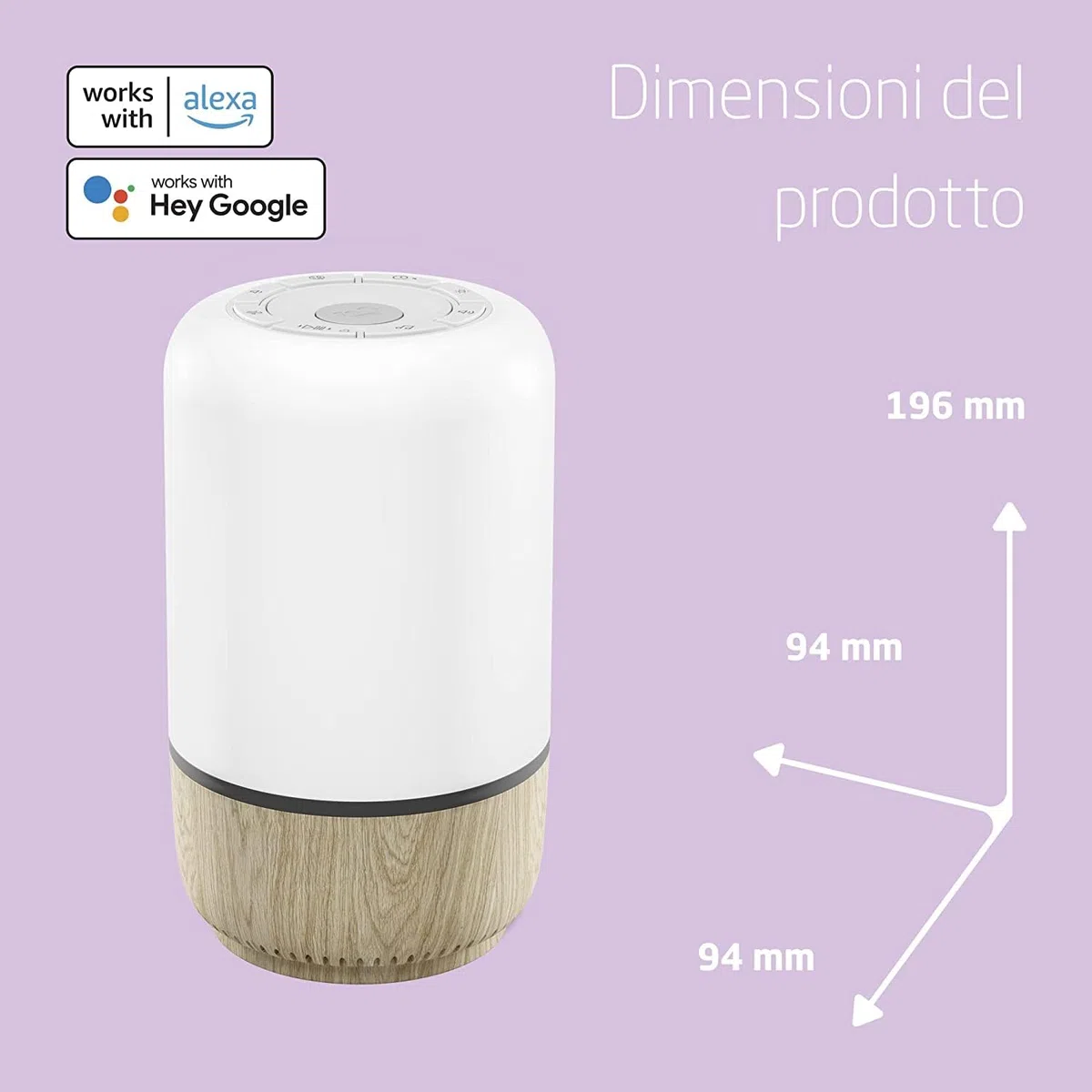 Maxi-Cosi Soothe Luce notturna intelligente per bambini con rumore bianco e musica, aiuta a sviluppare routine del sonno, attivabile con app o comando vocale, compatibile con Alexa e Google Home