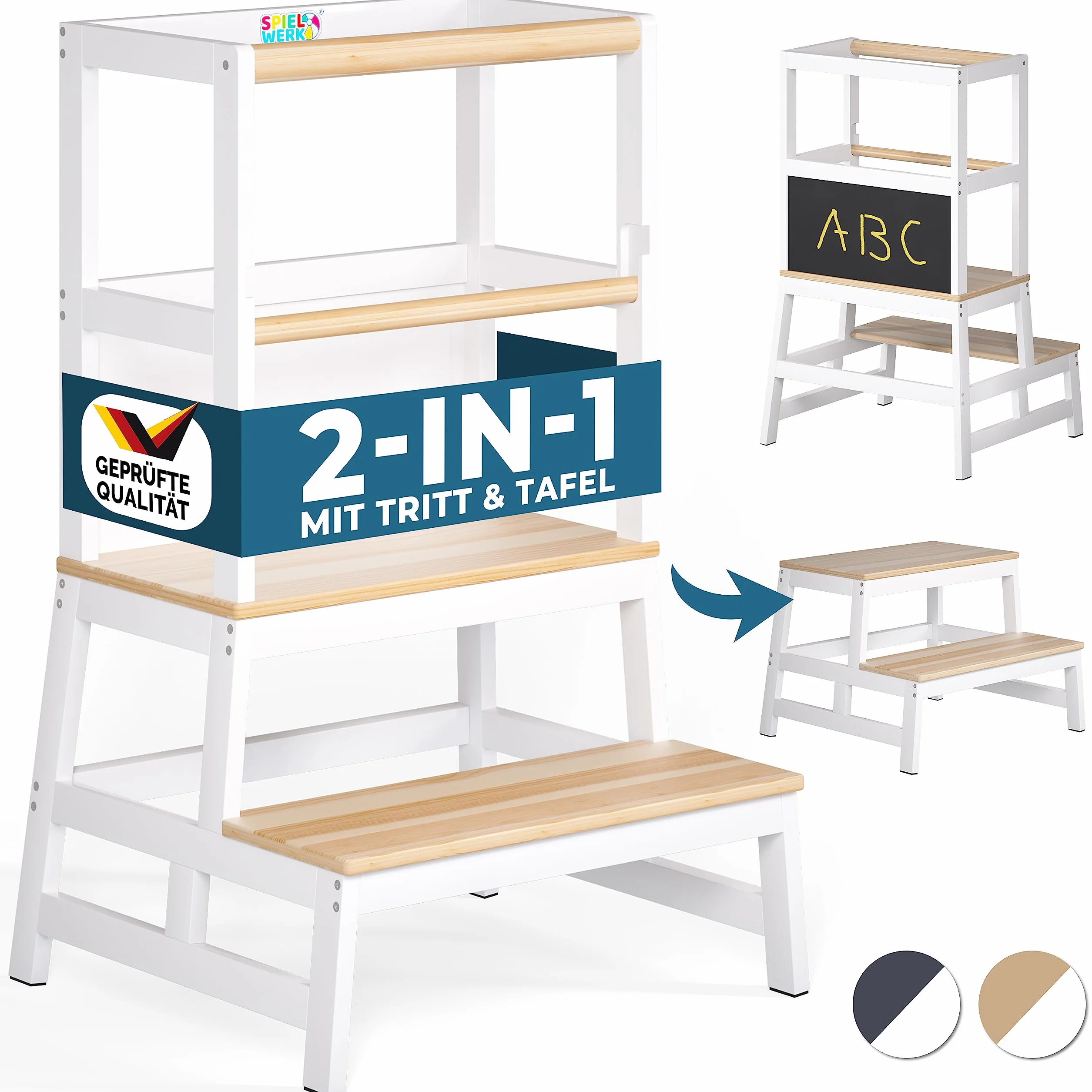 Spielwerk Torre Montessoriana Learning Tower in Legno 50x51x93 cm per Bambini da 2 Anni