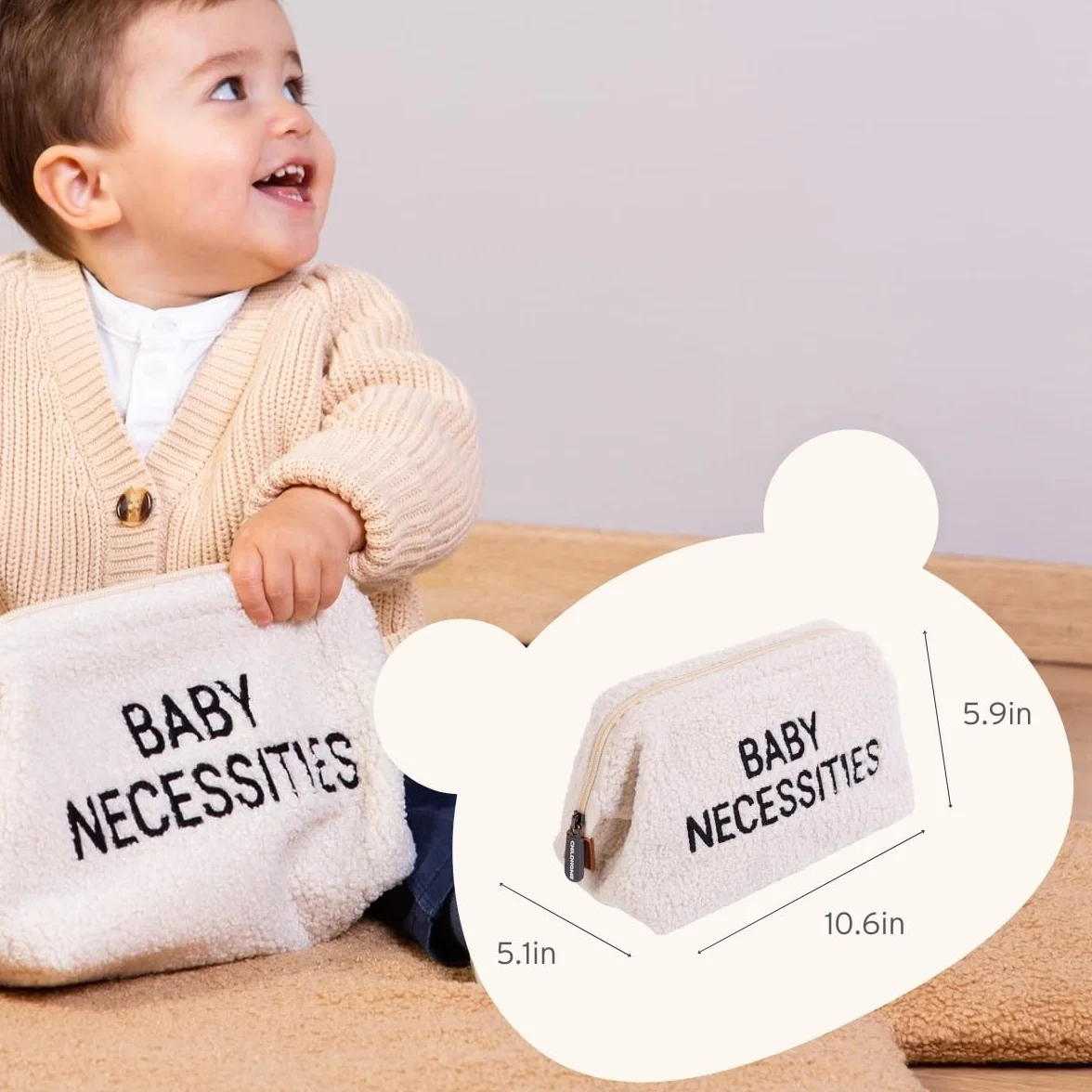 CHILDHOME Astuccio da toilette per neonato teddy beige idrorepellente