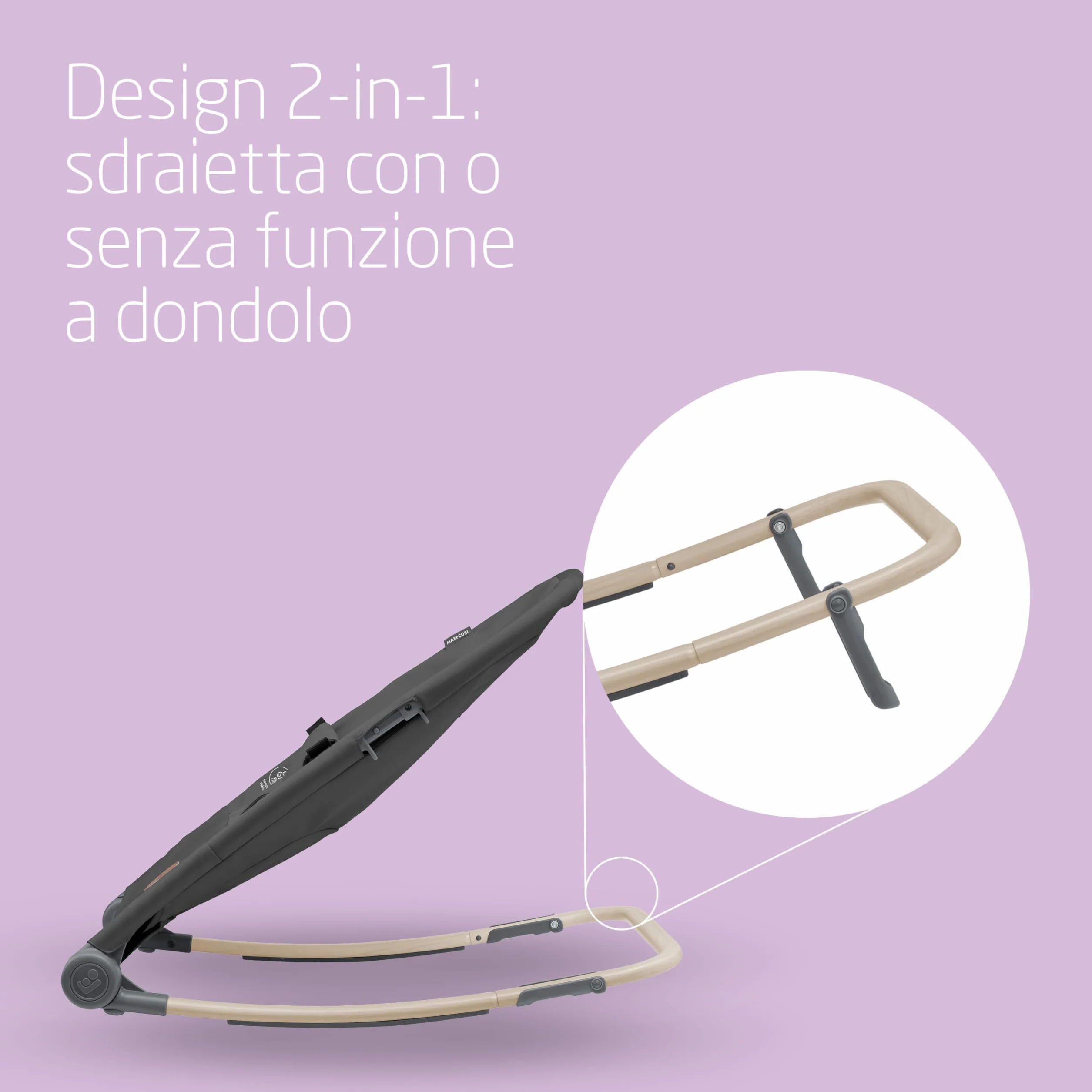 Maxi-Cosi Loa Sdraietta neonato, sdraietta ergonomica a dondolo, 2 posizioni reclinate, ultracompatta e leggera, in tessuto 100% riciclato, Da 0 a 2 anni, 0-12 kg, Beyond Graphite