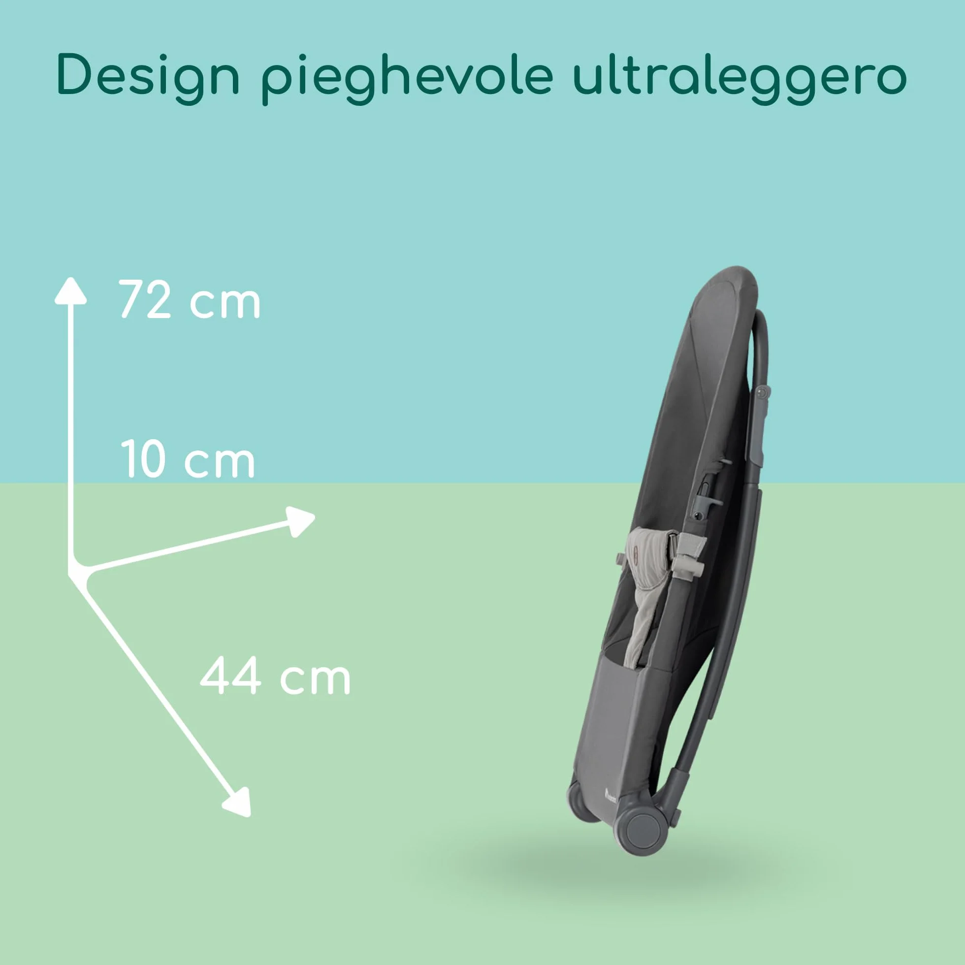Bebeconfort Aster, Sdraietta Neonato 0–2 anni, Sdraietta a dondolo, Arco Gioco, Schienale Reclinabile Imbottito, Leggera (2,7 kg), Pieghevole Ultracompatta, Modalità fissa, Tinted Graphite