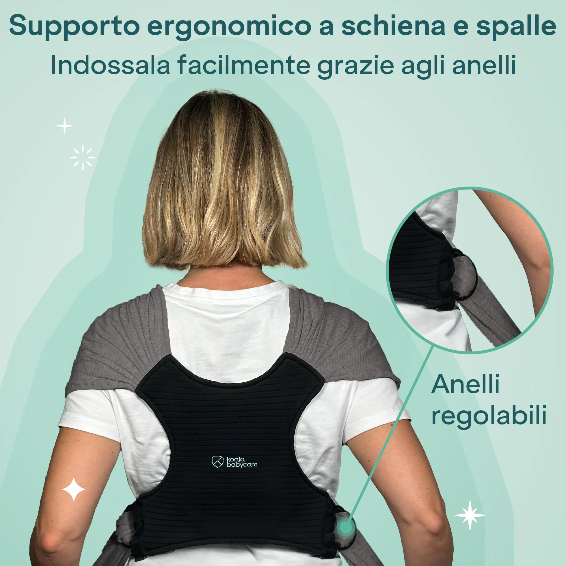 Koala Babycare Fascia Porta Bebe Neonato Regolabile Unisex Marsupio Neonati Multiuso Fino a 9kg Antracite