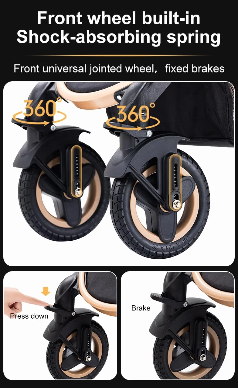 YAZOCO Passeggino Pieghevole Passeggino 3 in 1 Trio Zanzariera, Copertura Del Piede, Porta Tazza Dell'acqua
