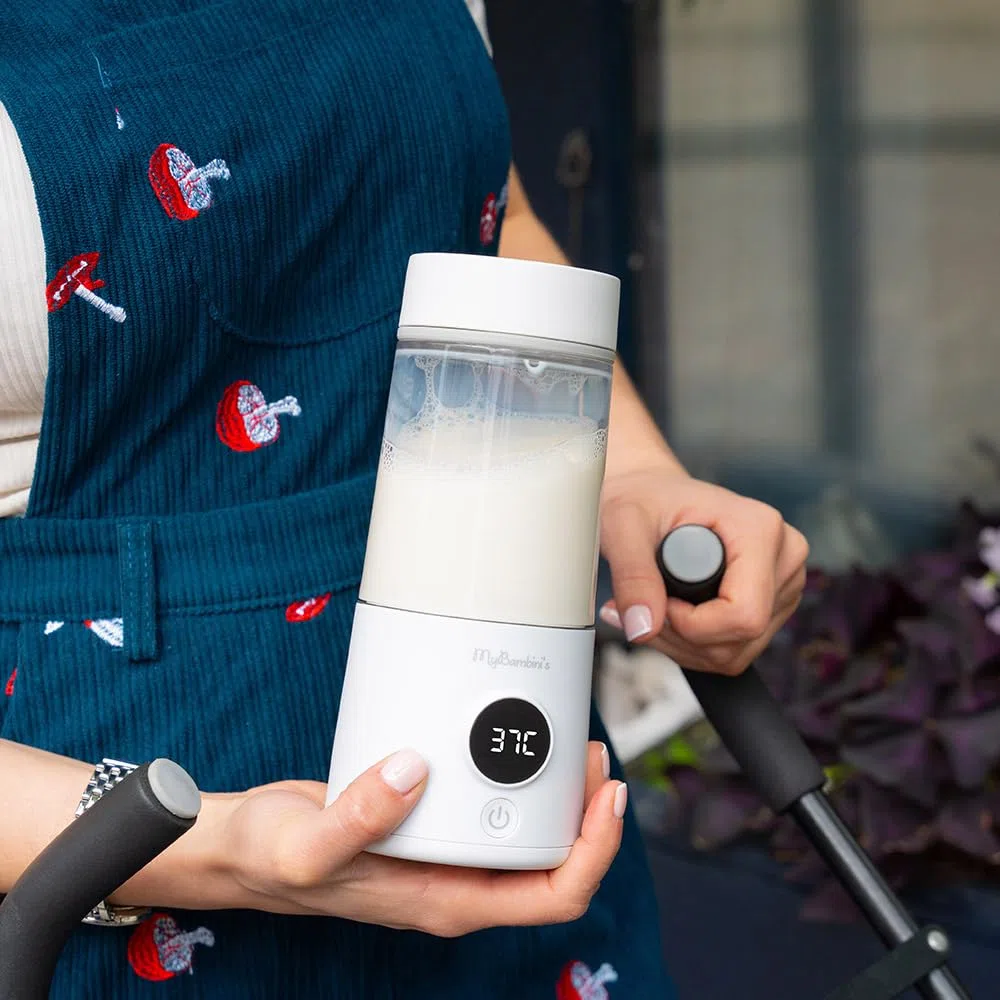 Scaldabiberon thermos di MyBambini scaldabiberon thermos per bambini in viaggio, scaldabiberon ricaricabile, riscaldamento rapido, 4 impostazioni di temperatura, riscalda fino a 8 biberon