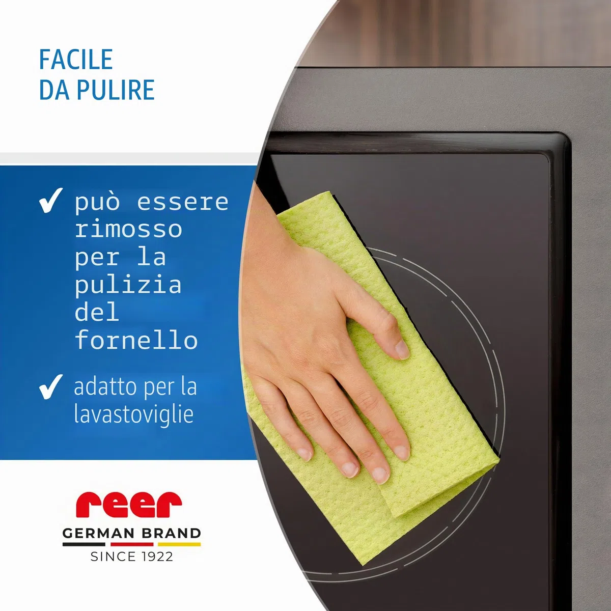 Reer Griglia di protezione per piano cottura Classic da morsetto, in acciaio inox, extra sicura, adatta per il 99% di tutte le cucine, argento