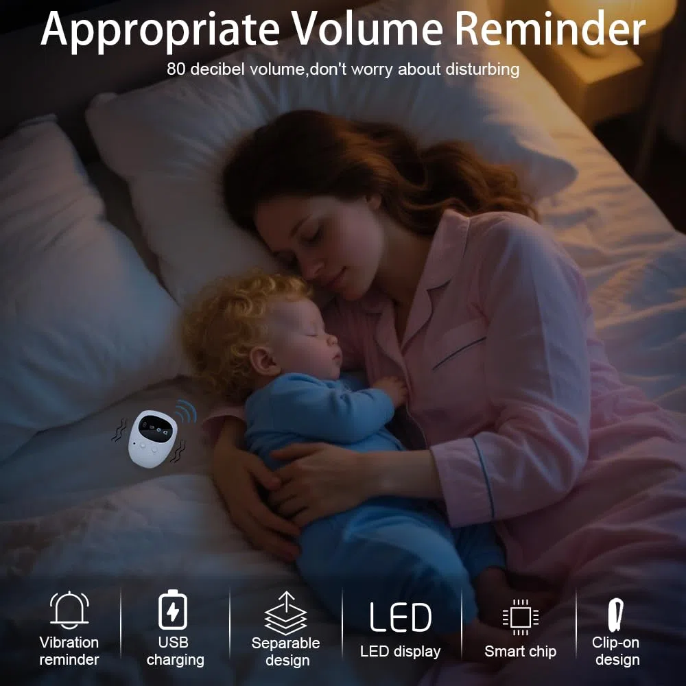 Allarme per bagnare il letto per bambini, allarme wireless per bagnare il letto, 3 modalità di allarme monitor pipì con suono e vibrazione, monitor per l'enuresi notturna per imparare a usare il