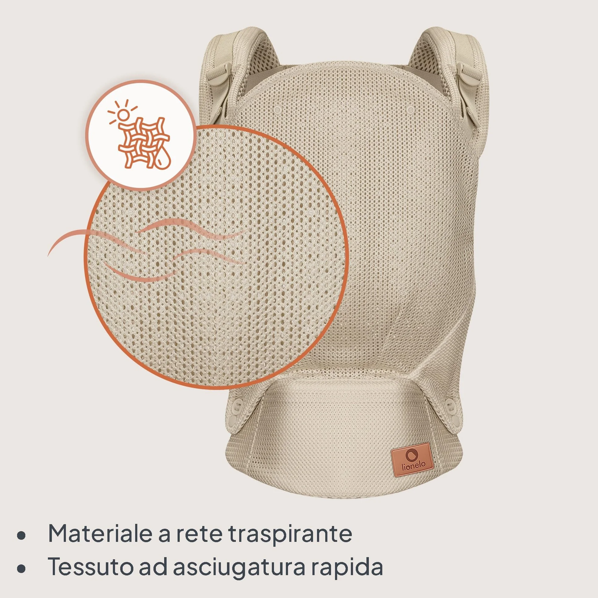 LIONELO Marsupio Ergonomico Neonato Margareet Air da 4 Mesi a 20 kg, 3 Posizioni Materiale Traspirante Cappuccio staccabile Doppia Protezione Marsupio per Bambini