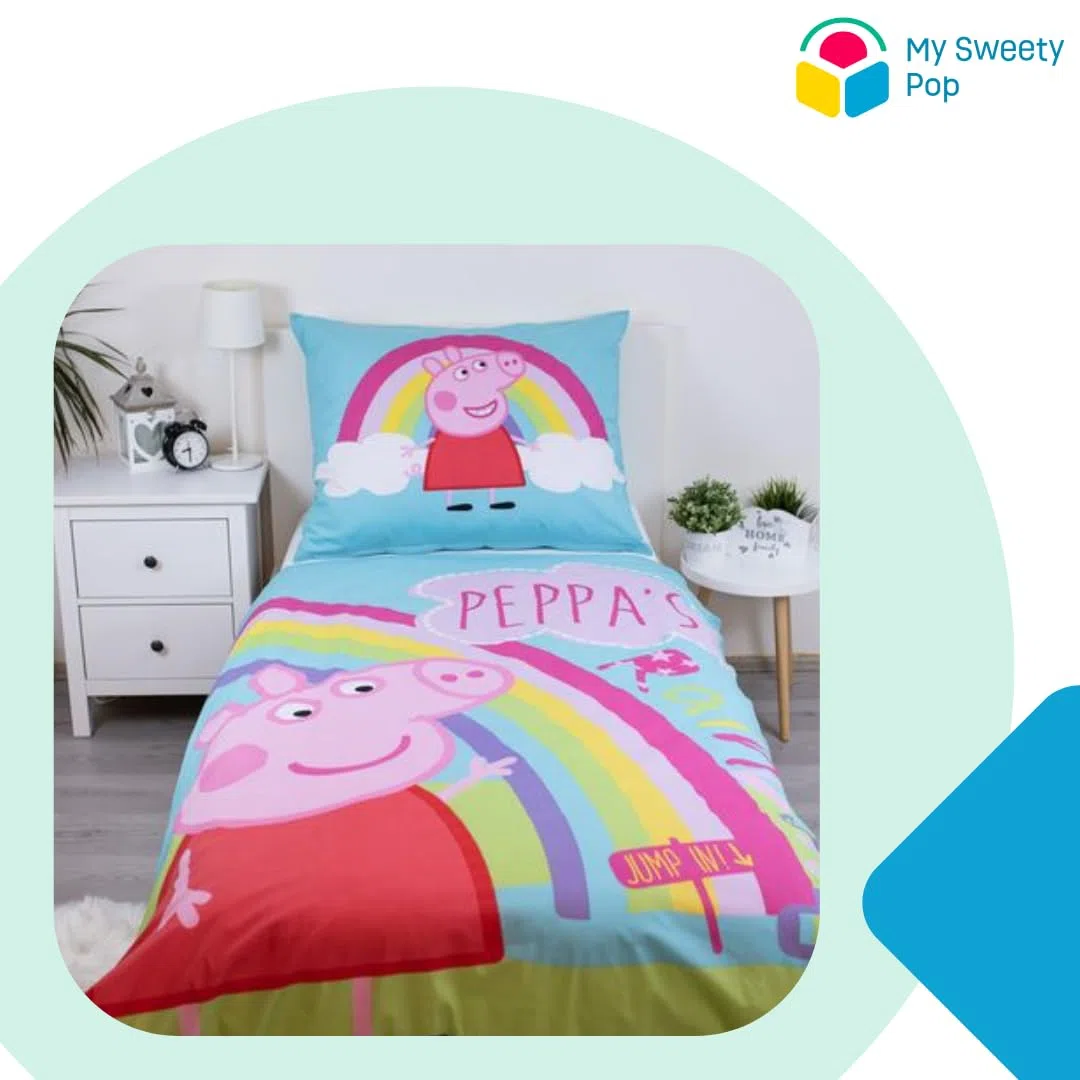 Set di biancheria da letto per bambini Peppa Pig - 2 pezzi - copripiumino - reversibile - 140 x 200 cm - federa - 70 x 90 cm - biancheria da letto - 100% cotone