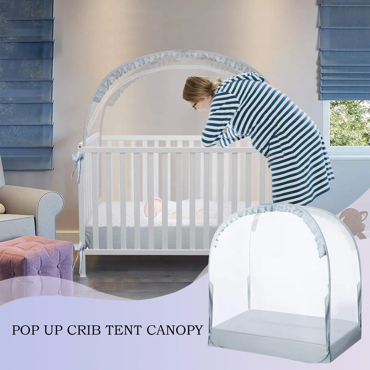 Tenda da campeggio per culla: emergente in rete traspirante, protezione di sicurezza anti-arrampicata, protezione leggera per lettino per bambini piccoli | soluzione di sicurezza per dormire