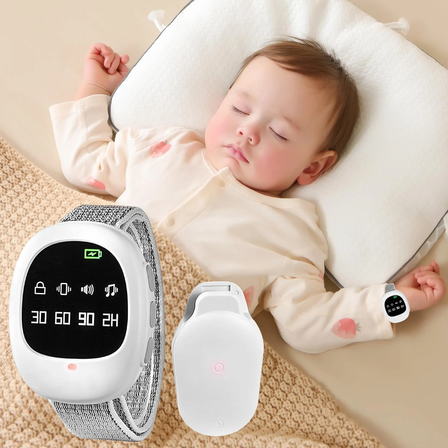 Allarme senza fili per Bagnare il Letto, Wireless Allarme Enuresi Notturna con 3 Modalità, USBC Rcaricabile, Alta Sensibilità, Allarme Pipì per Bambini Anziani e Pazienti a Letto