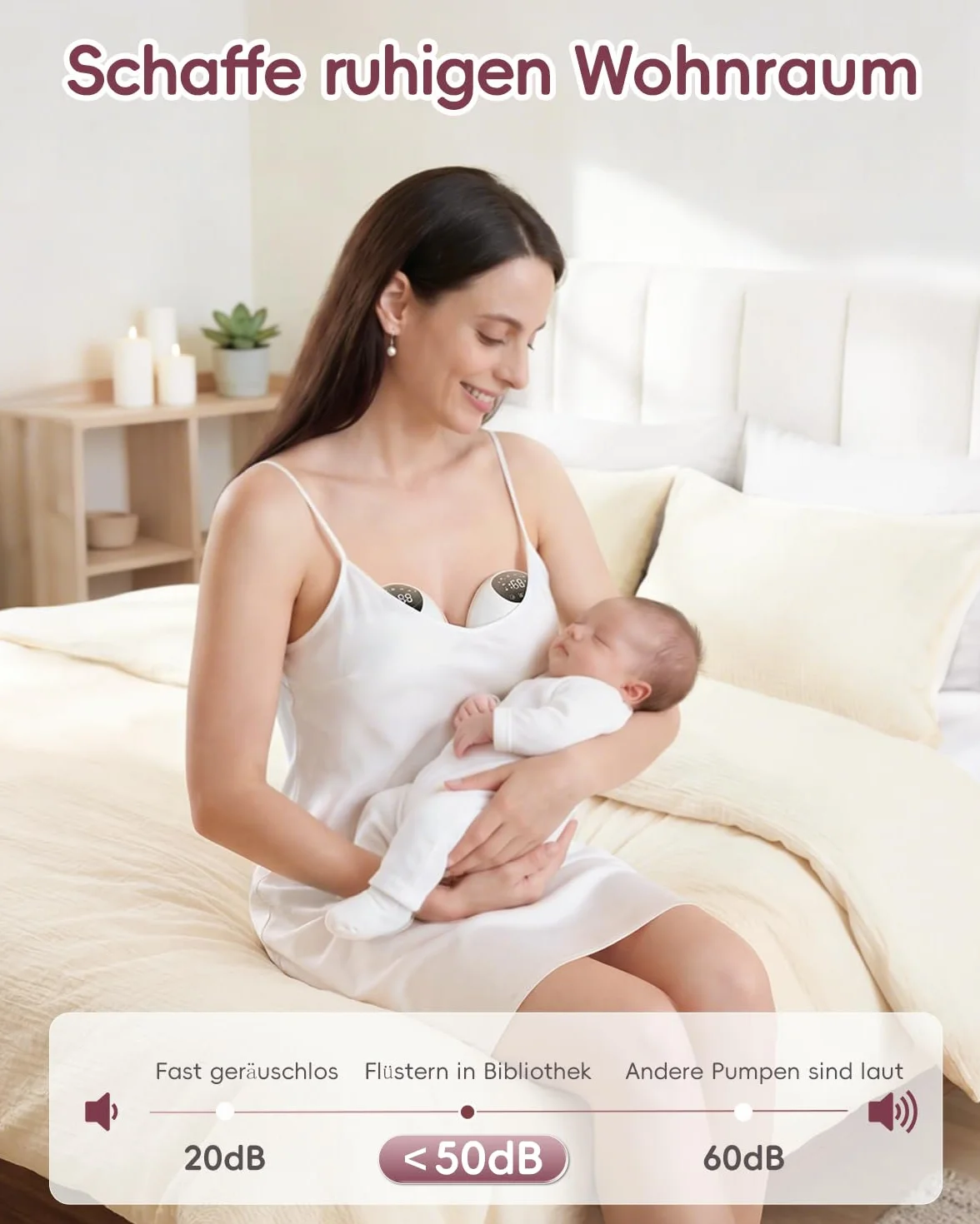 Tiralatte Elettrico Indossabile, 4 Modalità 9 Livelli, 380mmHg, Flange 17/19/21/24mm, Bianco