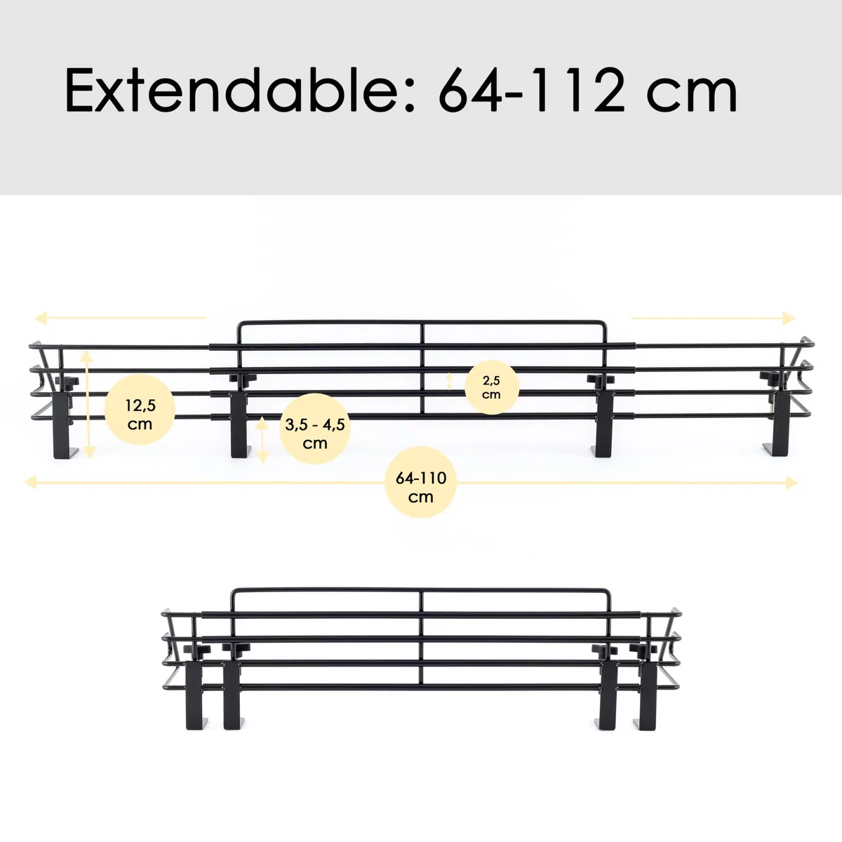 Hanseküche Griglia di protezione per stufa allungabile per 64-110 cm, bloccabile, fusibile senza foratura, lavabile in lavastoviglie, protezione regolabile per fornelli, piano cottura in vetroceramica