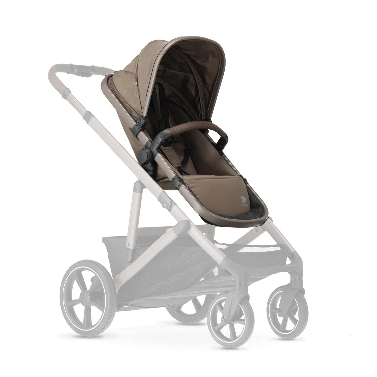 Deryan Secondo sedile passeggino Evy V2 - Cuscino con cintura di sicurezza a 5 punti - 4 posizioni reclinabili regolabili - Dalla nascita fino a circa 4 anni - Portata massima 25 kg - Nocciola
