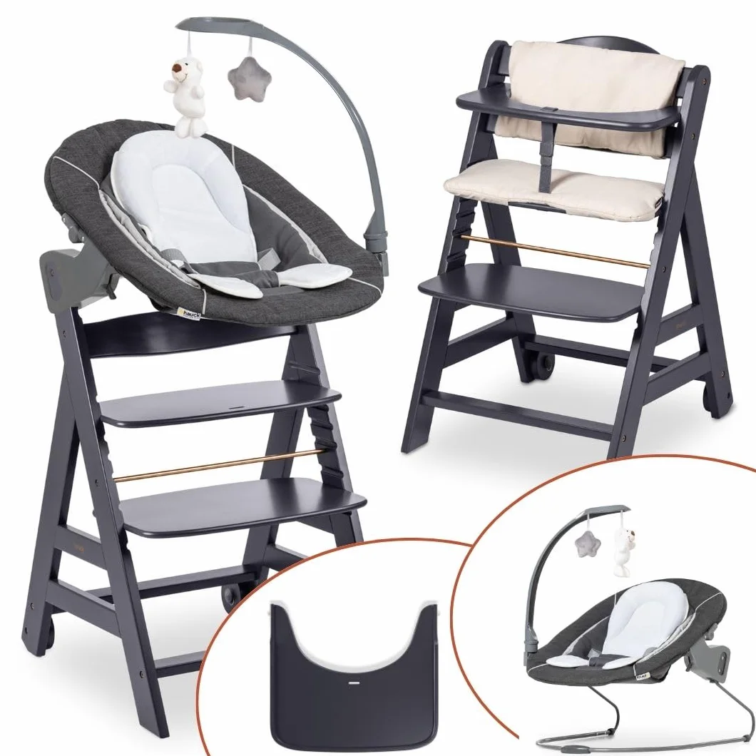 Hauck Seggiolone Evolutivo Beta+ Newborn Set Deluxe 2in1 Regolabile con Sdraietta Neonato, Cuscino Seduta e Vassoio