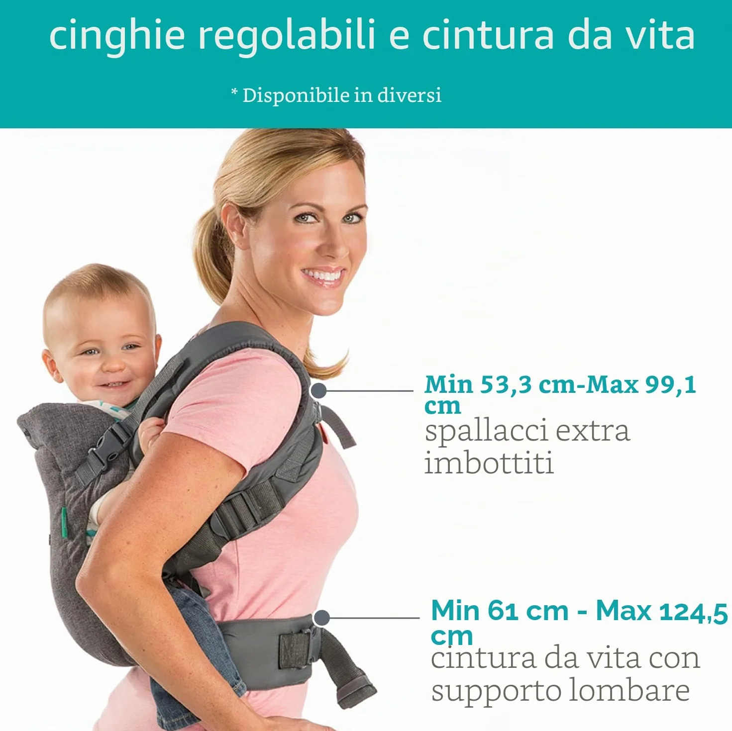 Infantino Marsupio Flip Advanced 4-in-1 Ergonomico Convertibile Grigio per Neonati 3,6-14,5 kg