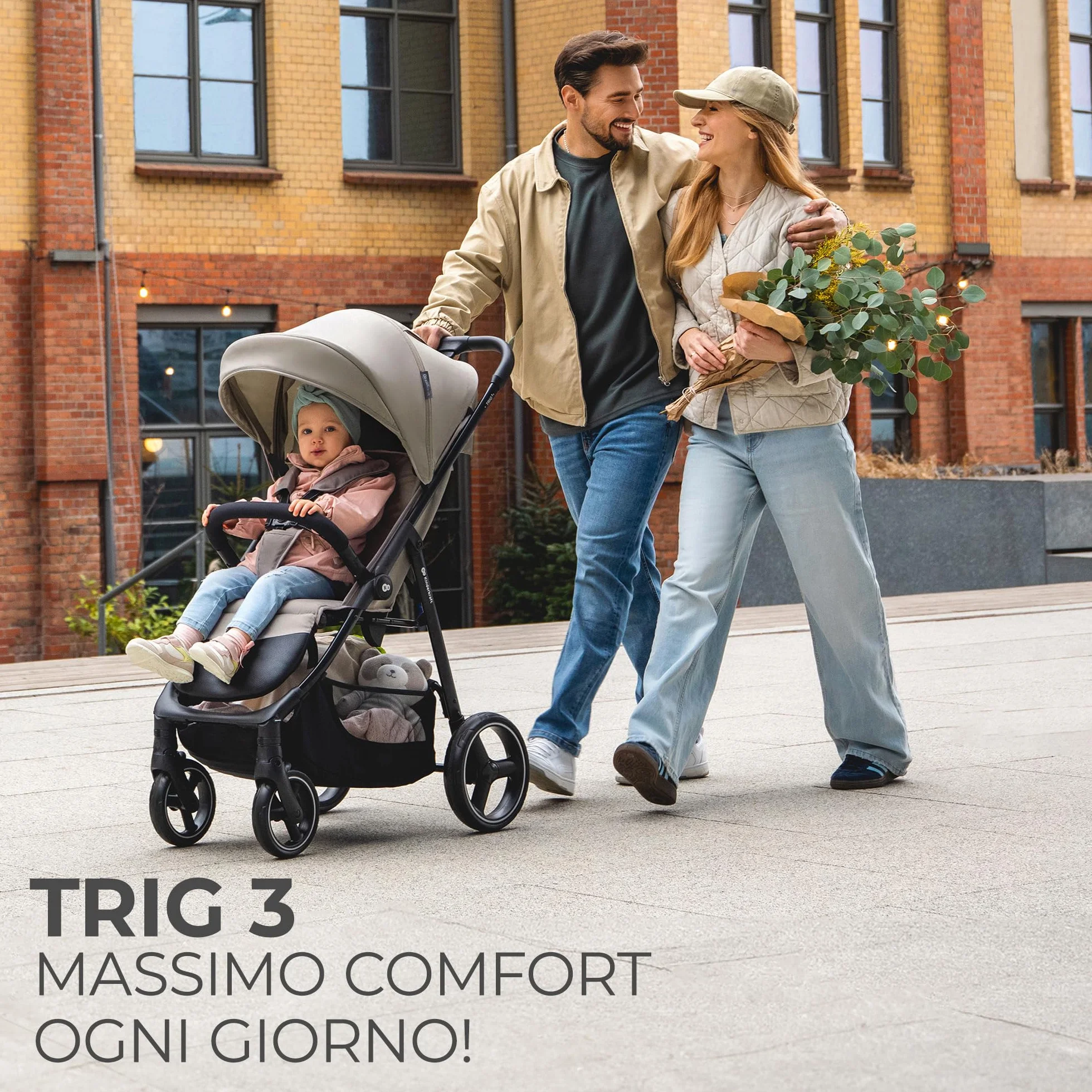 Kinderkraft TRIG 3 Passeggino Leggero Pieghevole Fino a 22 kg Beige