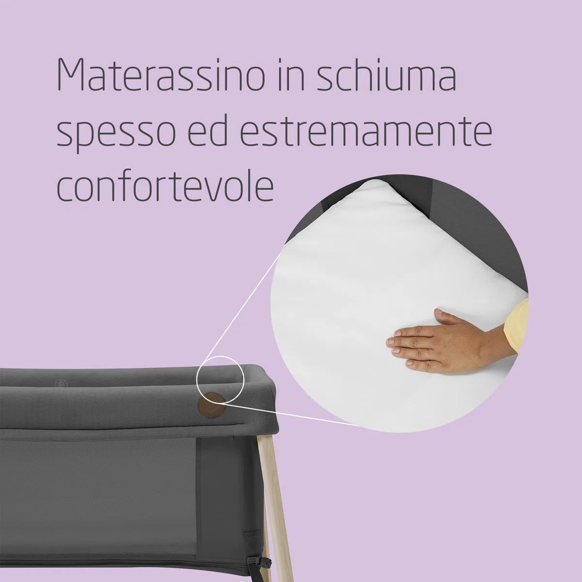 Maxi-Cosi Iris 2 in 1 Culla da Campeggio Neonato, 0-3 anni, fino a 15 kg, Lettino da Viaggio Compatto, 2 Posizioni di Riposo, Leggero, Materassino in Schiuma, Borsa da Viaggio, Beyond Graphite