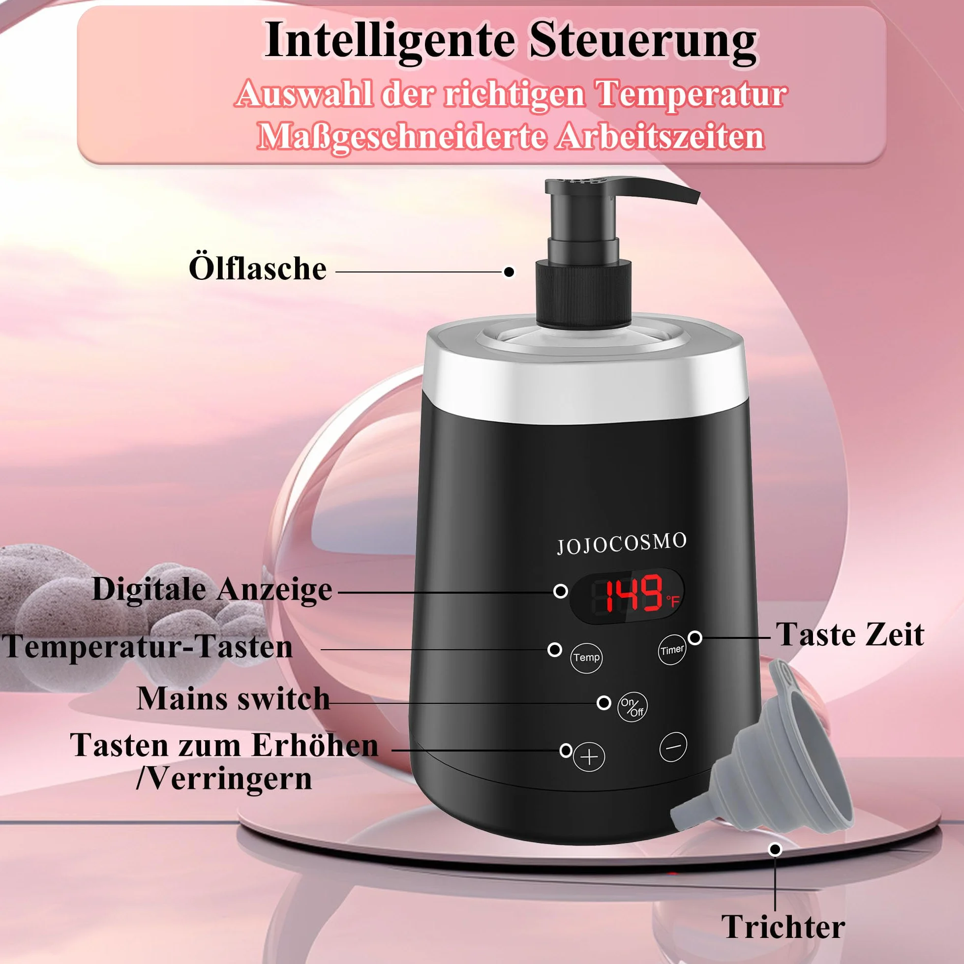 Scaldasalviette per Olio da Massaggio con Due Dispenser, 86℉-149℉, per Salone di Bellezza, Casa, Spa, Nero