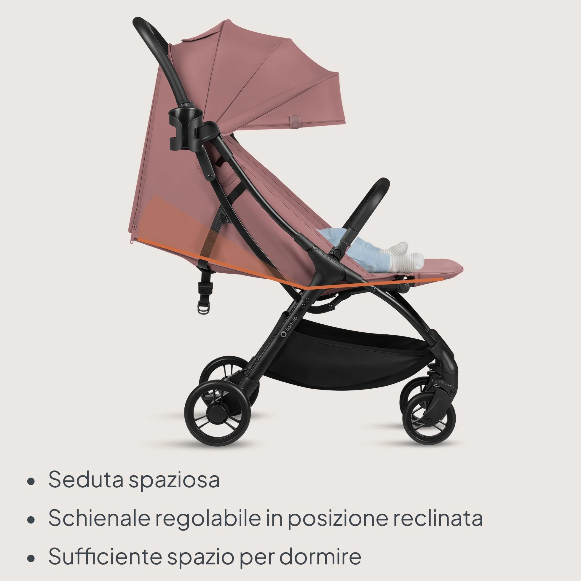 Lionelo AGIA Passeggino Compatto Leggero 22 kg Pieghevole una Mano Posizione Distesa Seduta Ampia