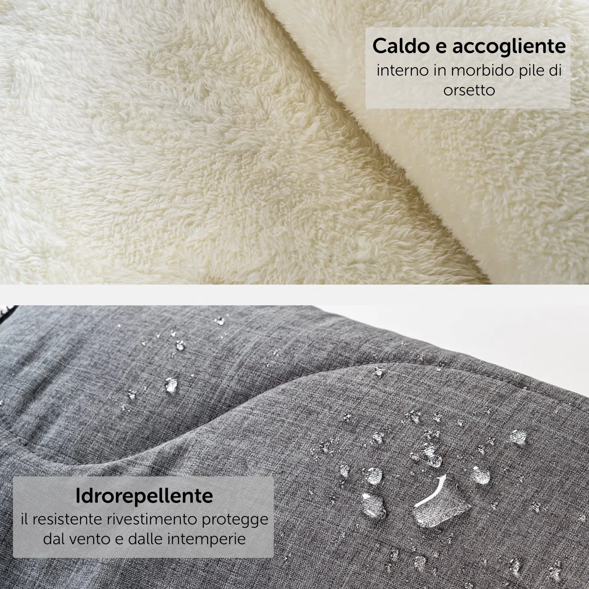 Zamboo Sacco Coprigambe Passeggino Universale per Carrozzina ed Ovetto - Sacco Passeggino Invernale 2in1 in Pile con Tasca - Grigio