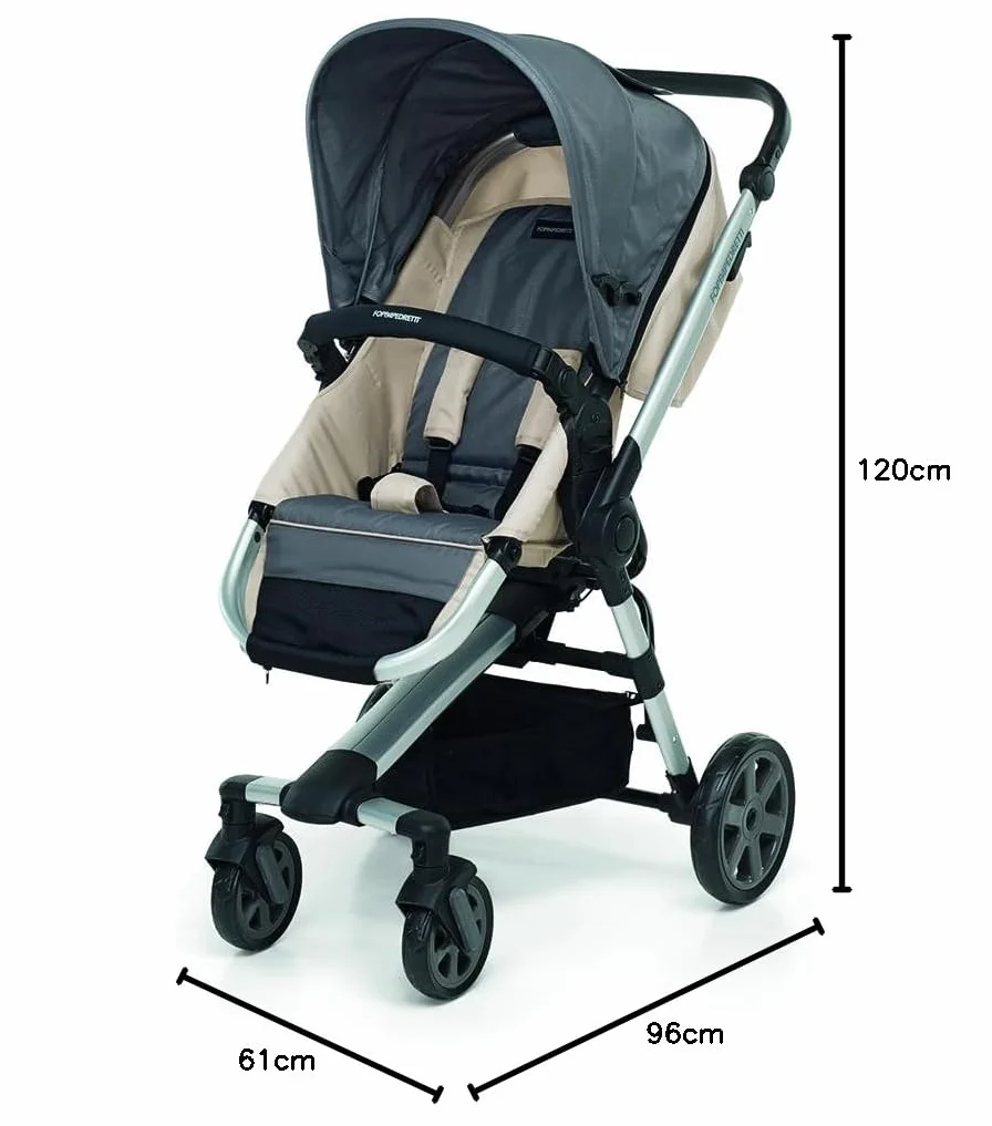 Foppapedretti Trio Supertres I-Size, Sistema Modulare Combinato per Bambini, Navicella Passeggino e Seggiolino Auto, Maniglione Regolabile, ECE R129, Silver