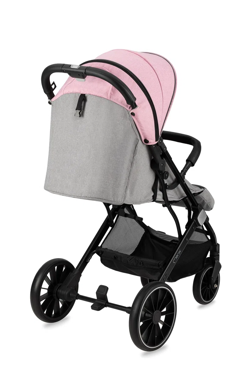 MoMi ESTELLE LIGHT PLUS Passeggino a partire da 6 mesi (fino a 22 kg), pieghevole con cintura di sicurezza a 5 punti, cestino porta spesa e funzione di apertura, manico telescopico per il traino