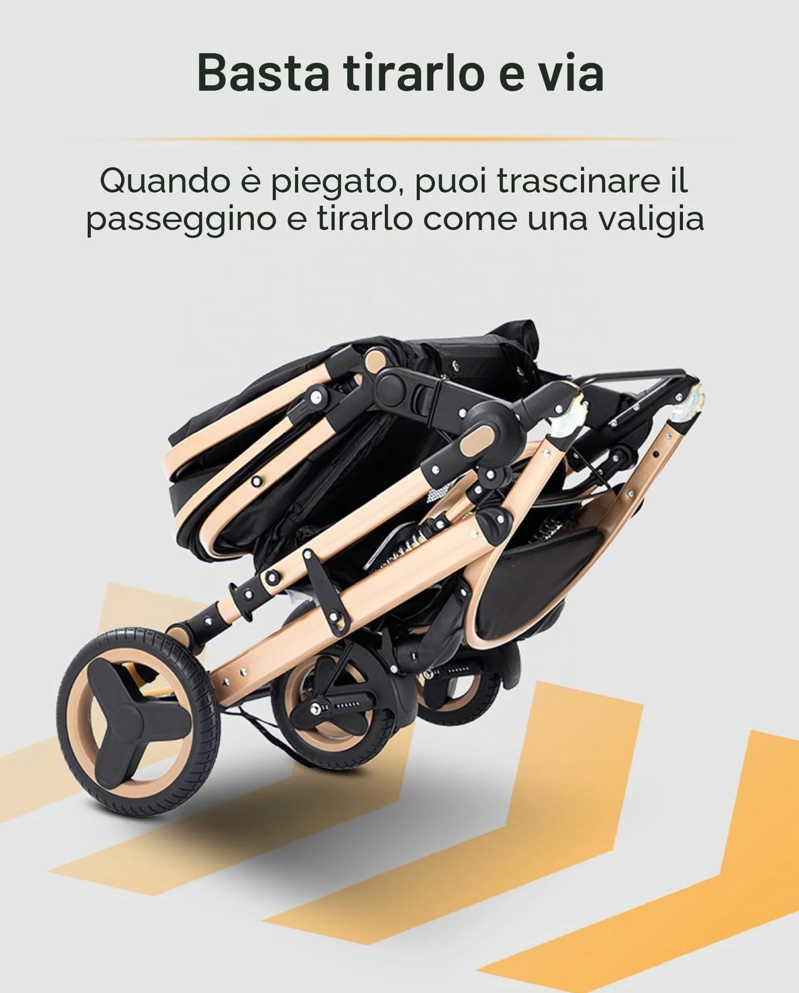 GLOKID Passeggino 3 w 1 Triciclo Alto Paesaggio Pieghevole 0-36 Miesięcy Czarny