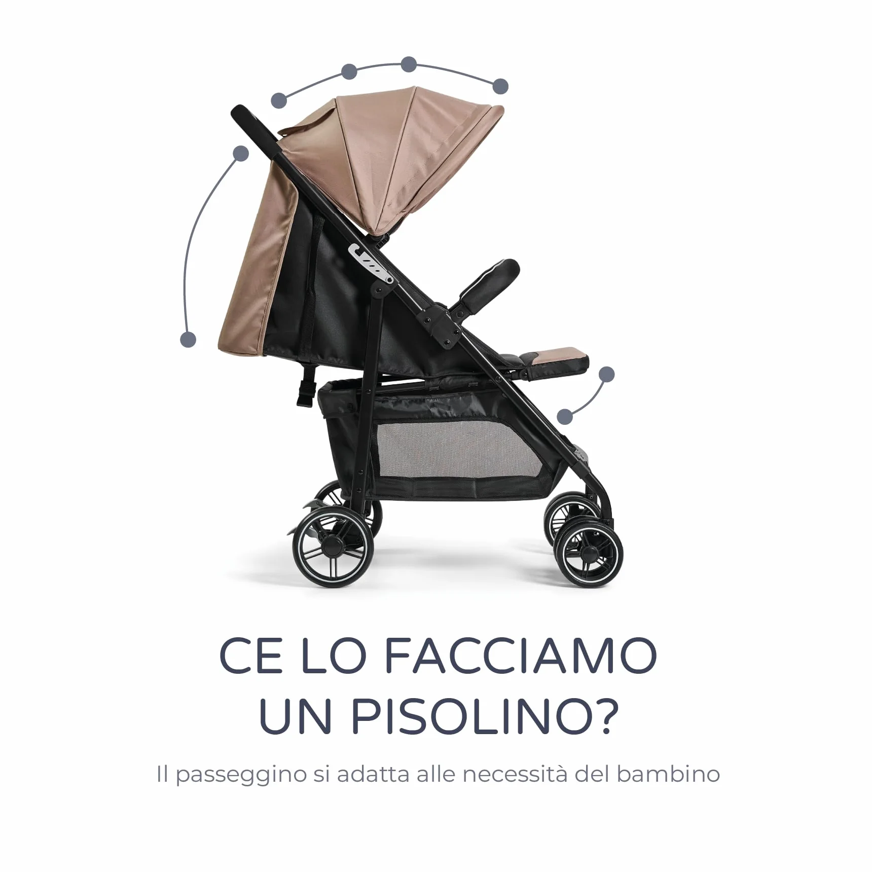 MS BabyWorld Passeggino STREET Carrello bimbo leggero Dalla nascita a 36 mesi 22 kg Ammortizzatori Cappottina XXL Reclinazione massima Beige