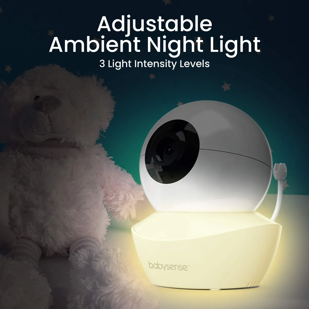 Add on Camera for Babysense Video Baby Monitor HD S2, Remote Pan Tilt Zoom, Two-Way Talk-Back Audio, Long Range, Night Vision, Night Light, Lullabies, Temperature Monitoring