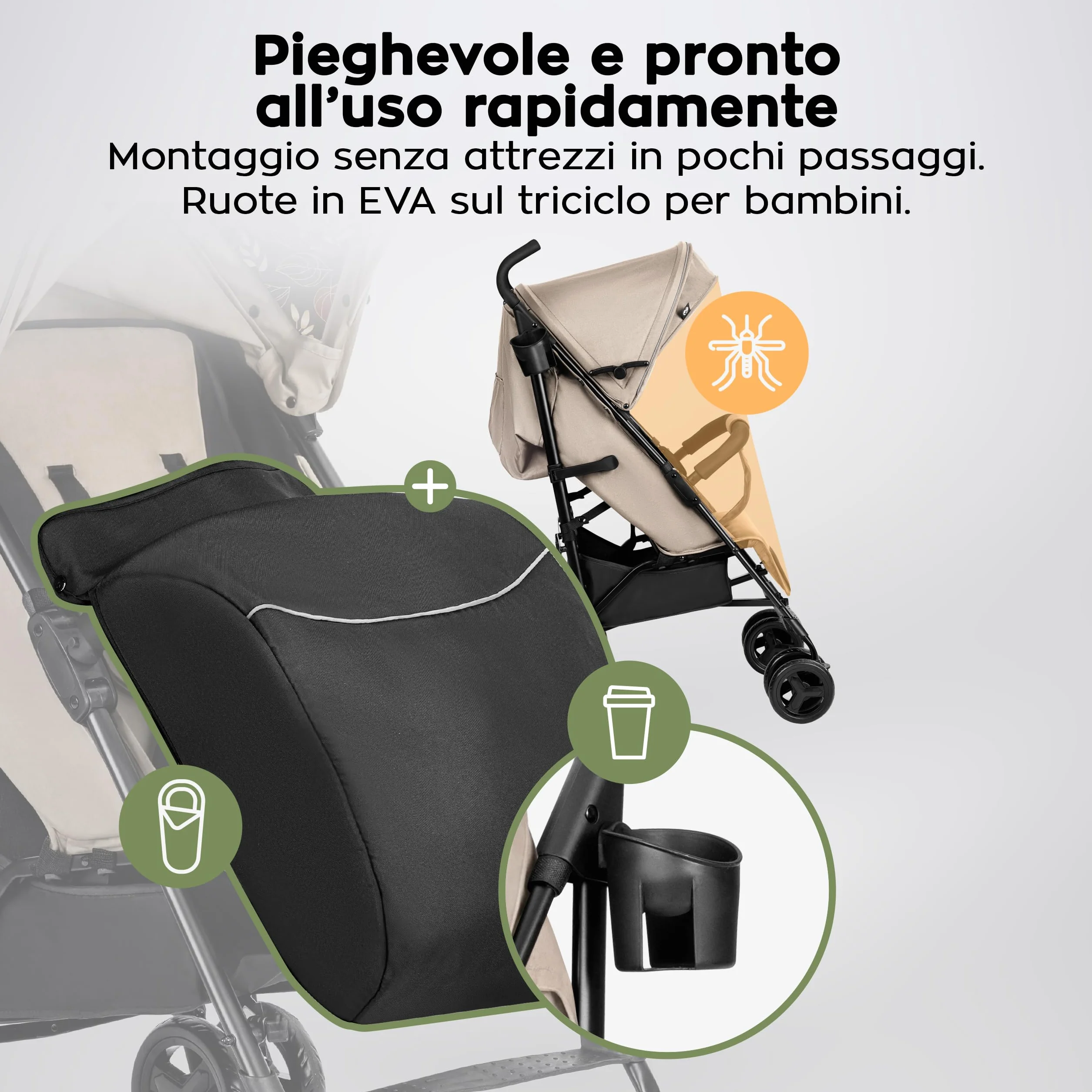 Tulano Davos 35 Passeggino Leggero da Viaggio Ultraleggero Compatto Aereo Chiusura Rapida Cappottina XXL Ruote Ammortizzate 22 kg