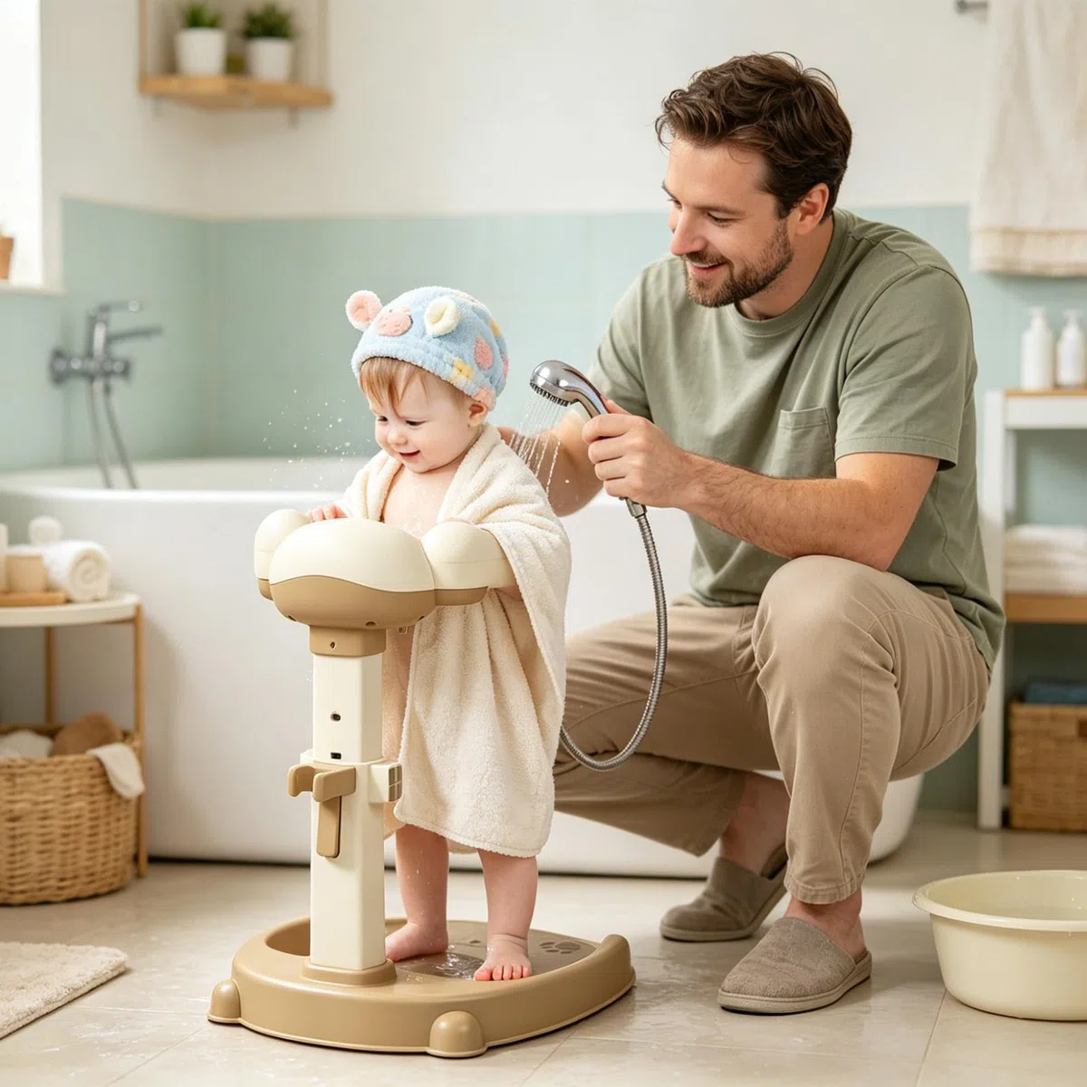 Supporto per la Doccia dei Bambini,Supporto Regolabile | Pedana Antiscivolo Per Bimbi In Piedi Sotto La Doccia,Per Hotel Viaggi Appartamento Vasca Da Bagno Casa Ragazze E