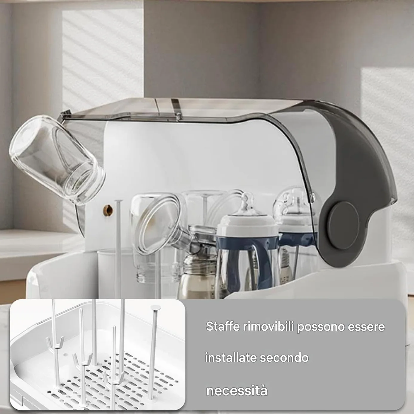 Porta Biberon - Organizzatore Biberon Grande con Coperchio | Risparmio Spazio per Cucina Camera da Letto Dispensa Fasciatoio Genitori
